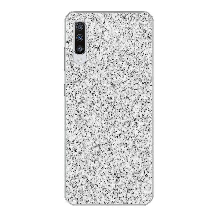MuchoWow Handyhülle Granit - Schwarz - Weiß - Gemustert - Grau Phone Case Handyhülle Samsung Galaxy A70 Silikon Schutzhülle