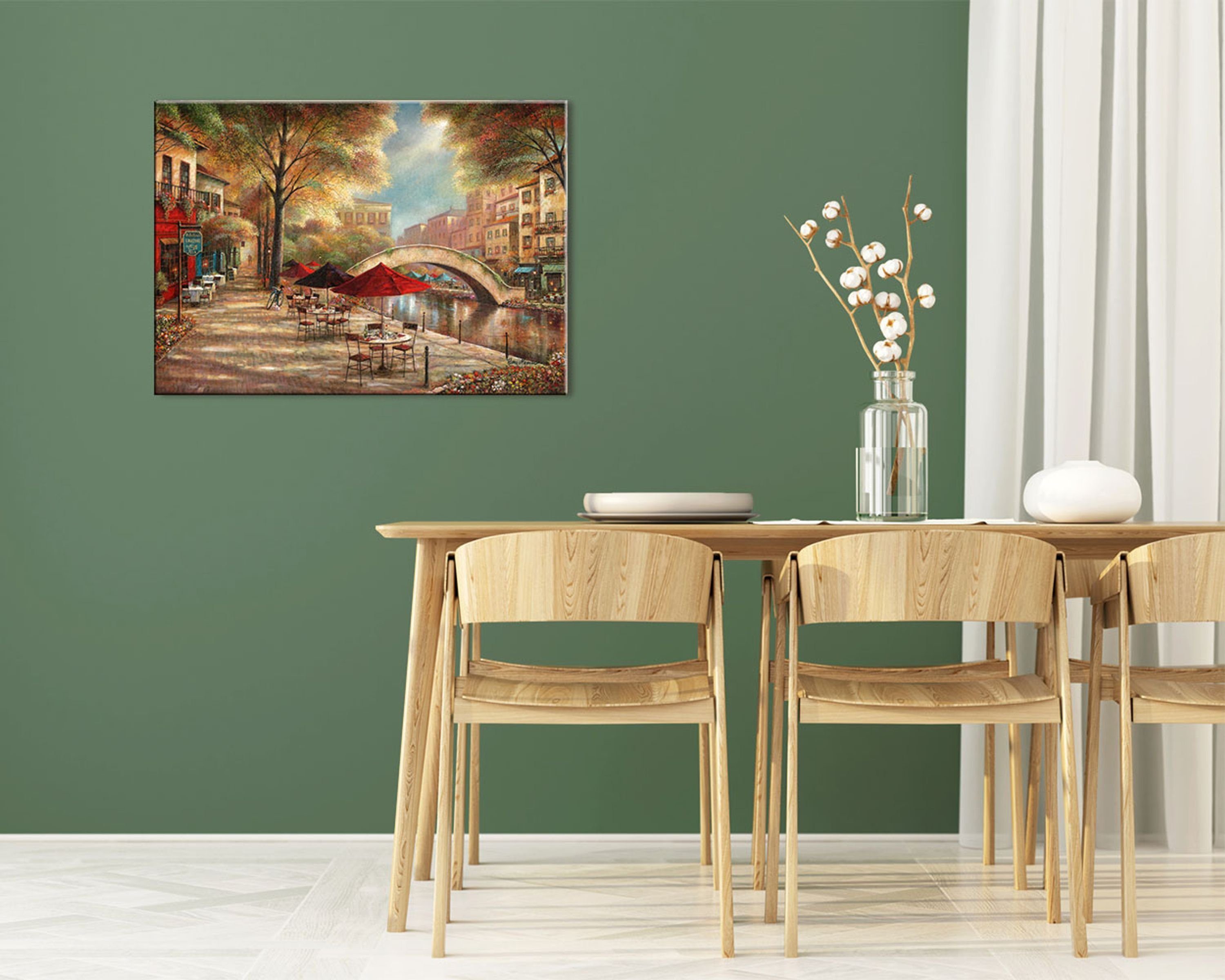 Kunst-Edition auf Cafe, Italien Leinwandbild artissimo Bild Ruane Riverwalk 70x50cm Charm Leinwand Manning: artissimo
