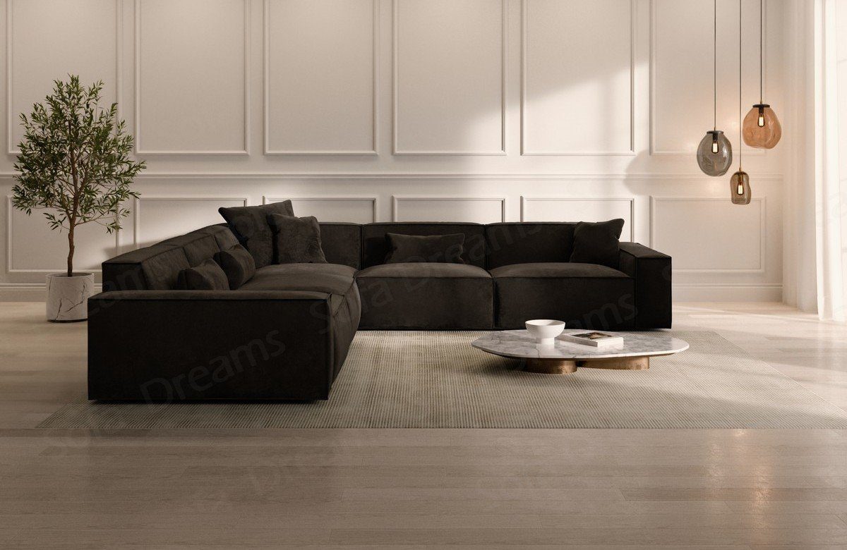 Sofa Dreams Ecksofa Stoff Sofa Polsterecksofa Formenta L Form Eckcouch Samtsofa Stoffsofa, Loungesofa schwarz-MO95