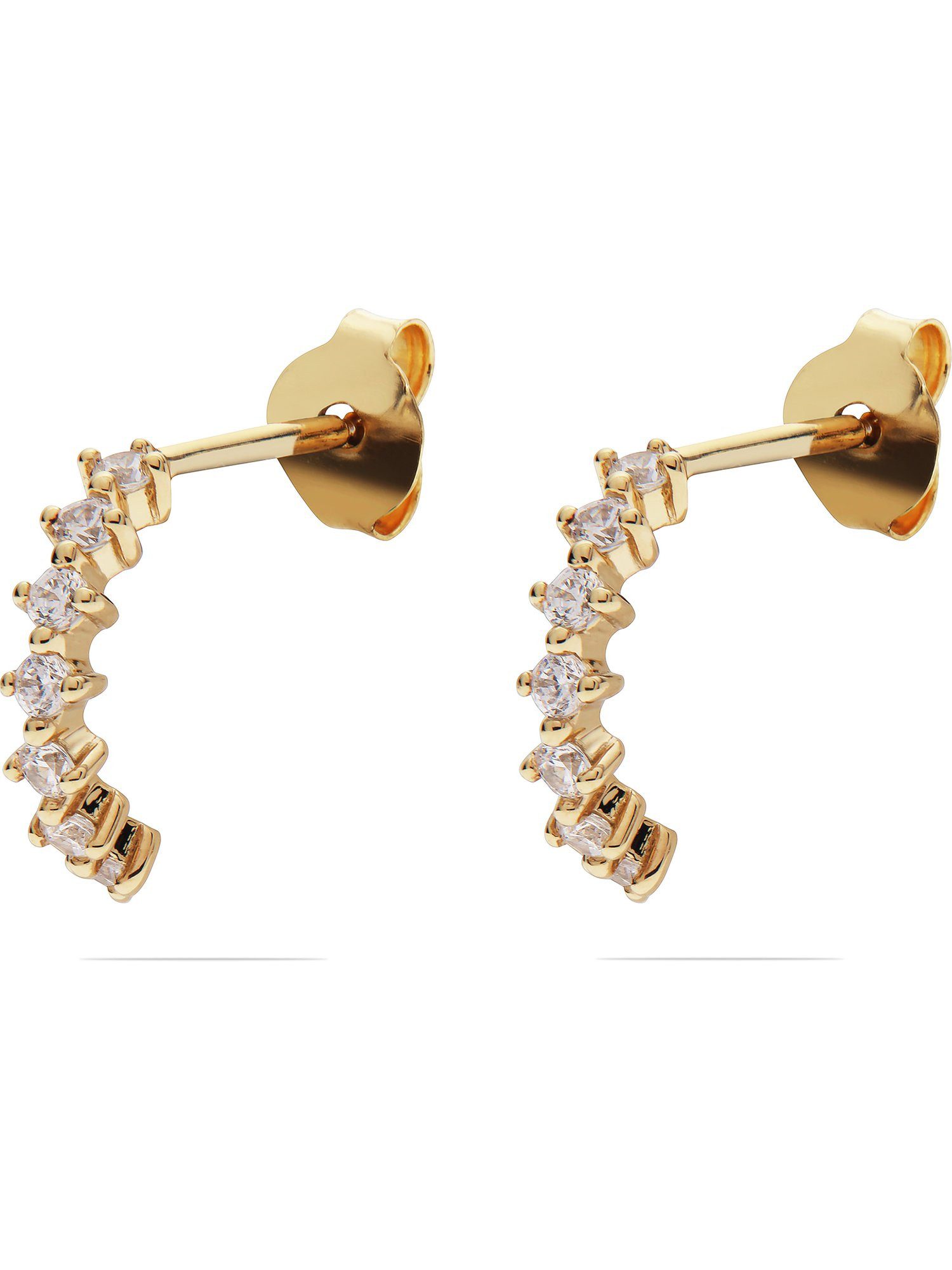 Paar Creolen FAVS Damen-Creolen 375er Gelbgold 14 Zirkonia