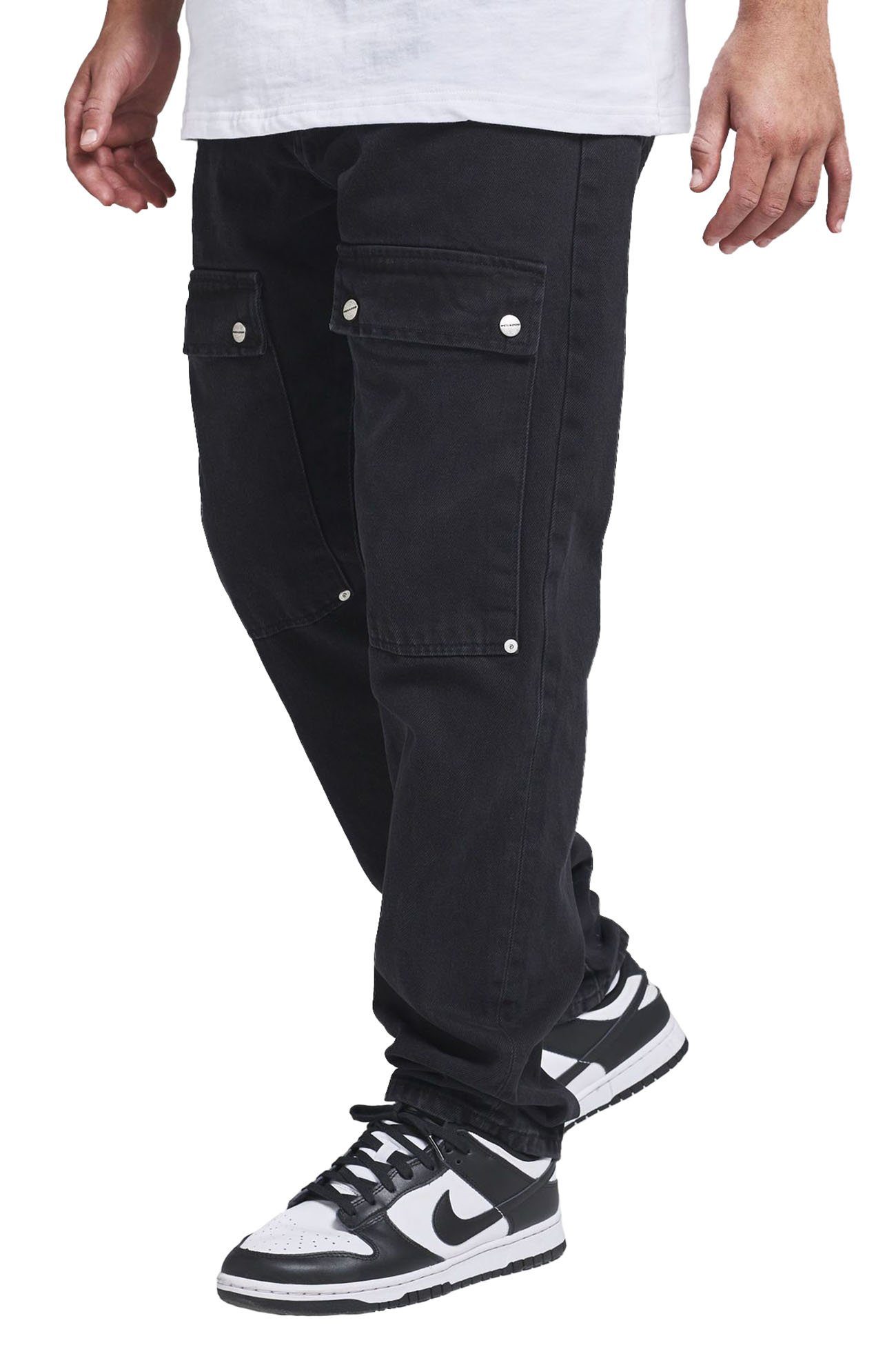 PEGADOR Cargojeans Cameron Pocket (1-tlg., kein Set) große Cargo- Druckknopf- Taschen