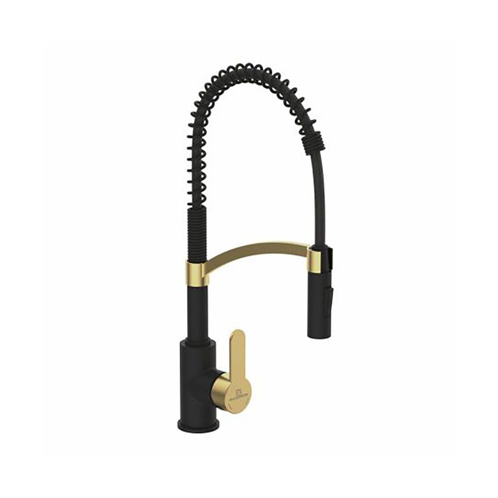 Naber Küchenarmatur Küchenamatur Wasserwerk Ventari, schwarz-brushed-gold, Hochdruck