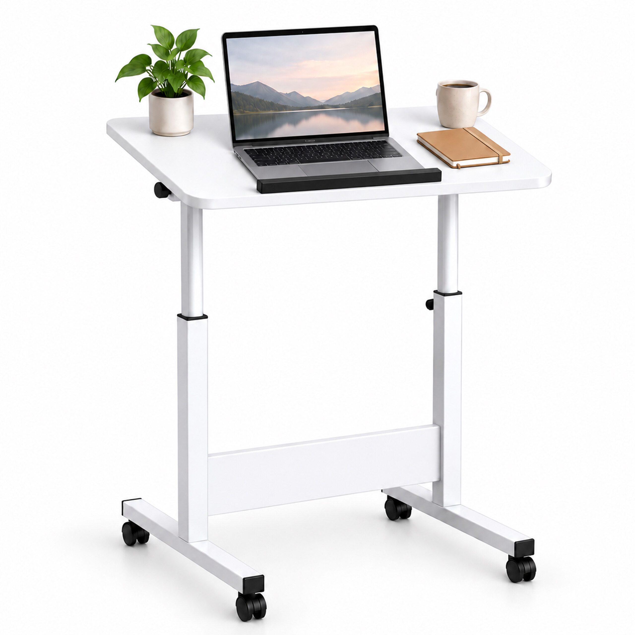 relaxdays Schreibtischaufsatz Laptoptisch höhenverstellbar mit Rollen, (1-St), weiß