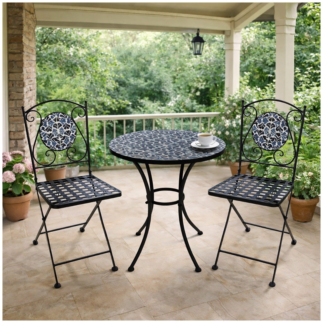 HTI-Living Garten-Essgruppe Tisch und 2 Stühle Celia Floral, (Stück, 3-tlg., 1 Tisch 2 Stühle), Sitzgruppe Essgruppe Balkonset
