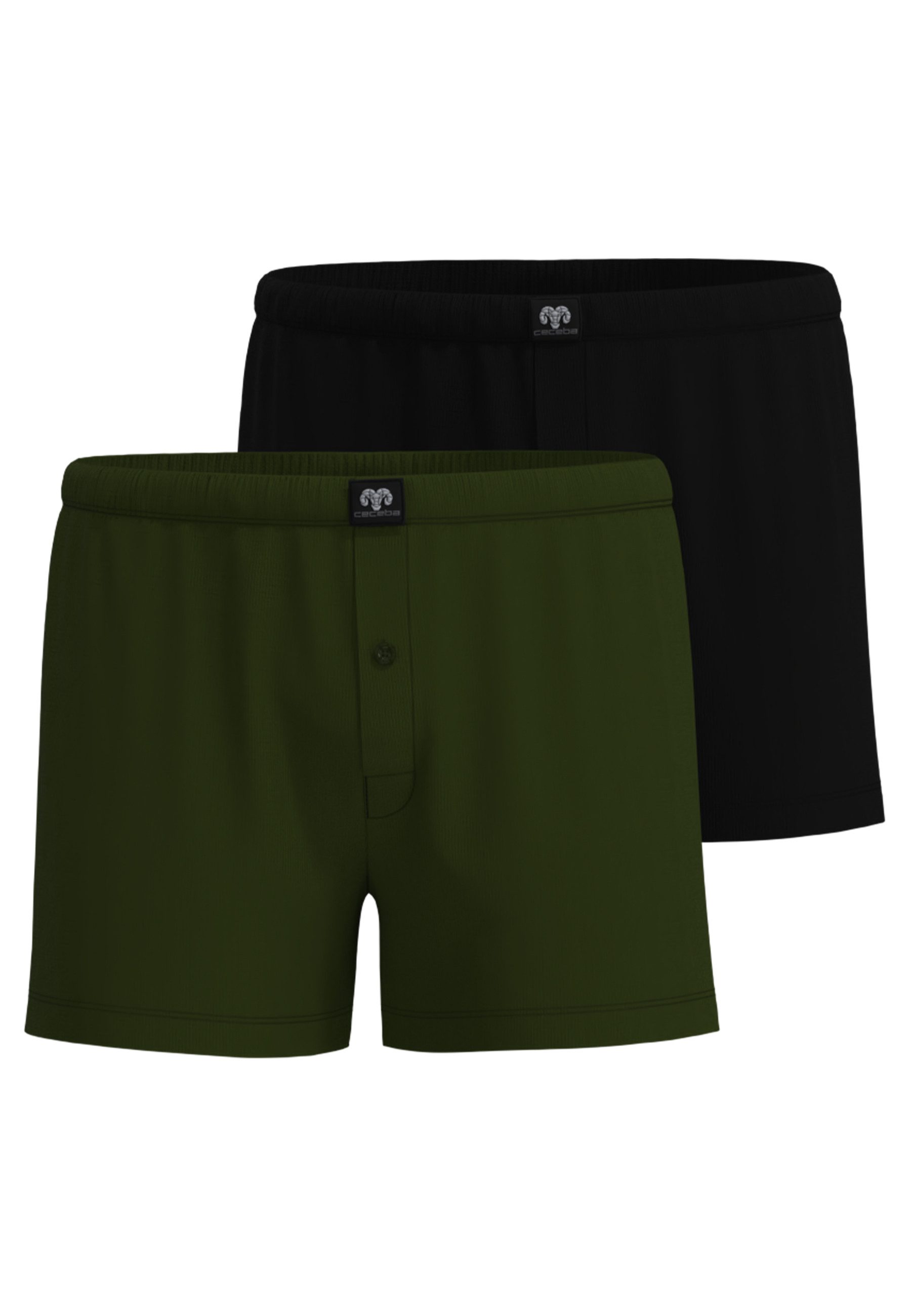 CECEBA Boxershorts CECEBA Herren Boxershort grün uni 2er Pack (2-St)