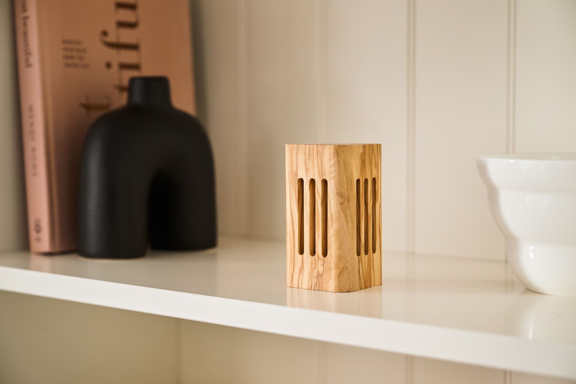 Pumicia Diffuser / Diffusor Olivenholz mit Bimsstein-Verdufter eckig, mit Bimsstein-Verdufter