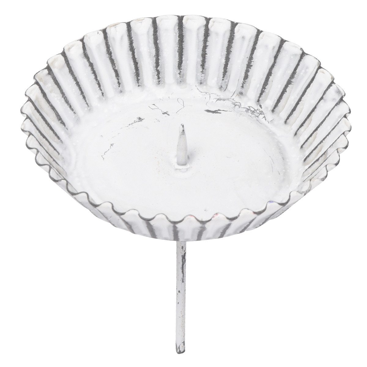 Posiwio Kerzenhalter Kerzenhalter Weiß Vintage Design Kuchenform Metall Ø10cm, 4 Stück