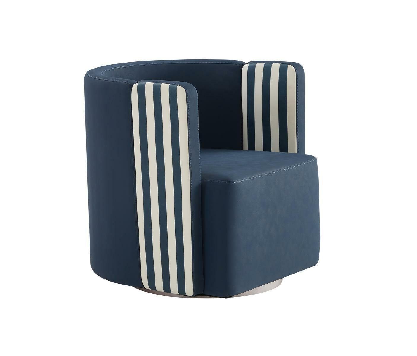JVmoebel Loungesessel Sessel Blaue Textil Wohnzimmer Modern Design Lounge Club Luxus