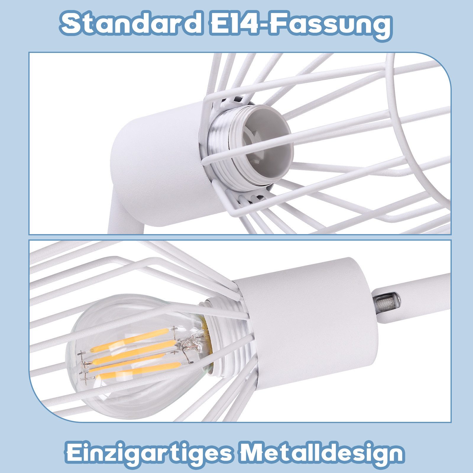 ZMH Deckenleuchte Wohnzimmer 3 Flammig Vintage E14 Deckenstrahler 90° Drehpunkt für Flur, IP20 Staubgeschützt Schwenkbar Vintage Ceiling Spot, ohne Leuchtmittel, Home Flexibilität