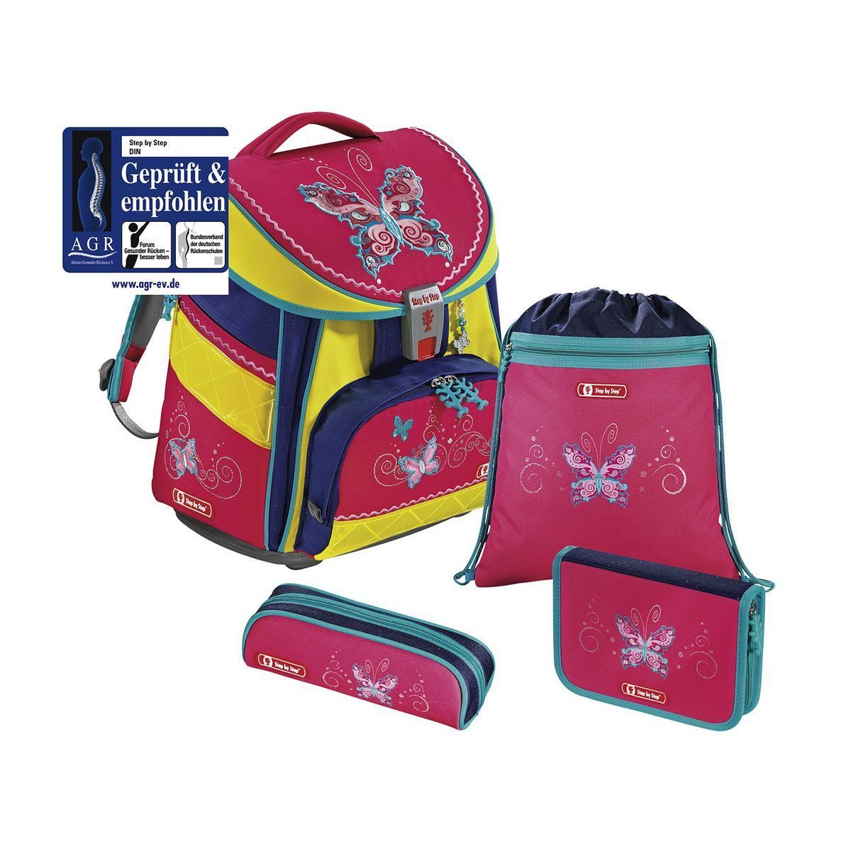Step by Step Schulranzen Comfort DIN (4tlg., inkl. Federmäppchen, turnbeutel und Schlamperrolle)