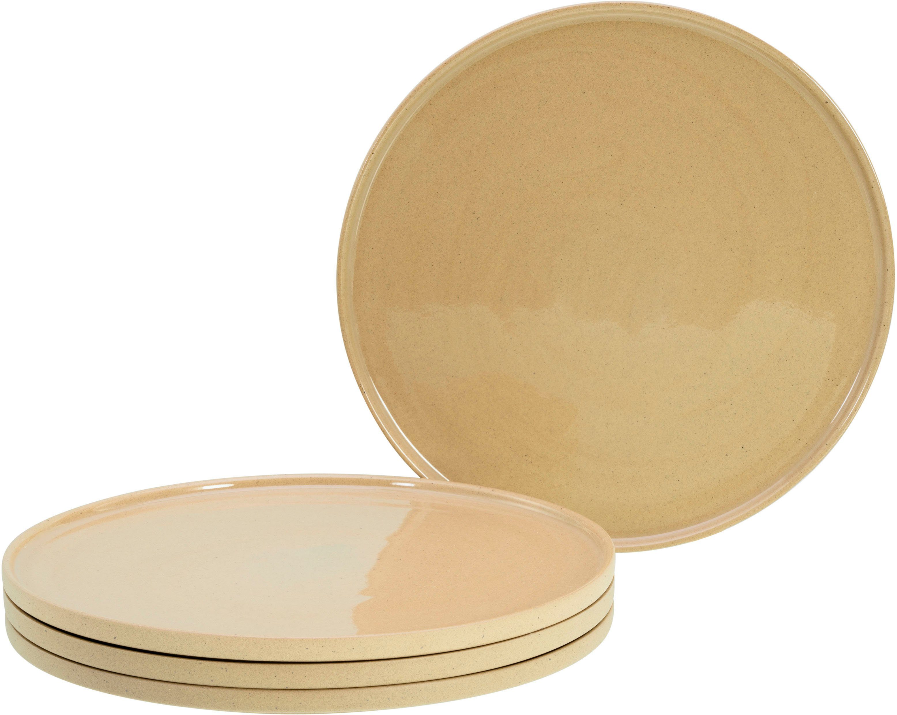 CreaTable Speiseteller Futuro, (4 St), Teller Set für 4 Personen, Ø 26 cm, Steinzeug