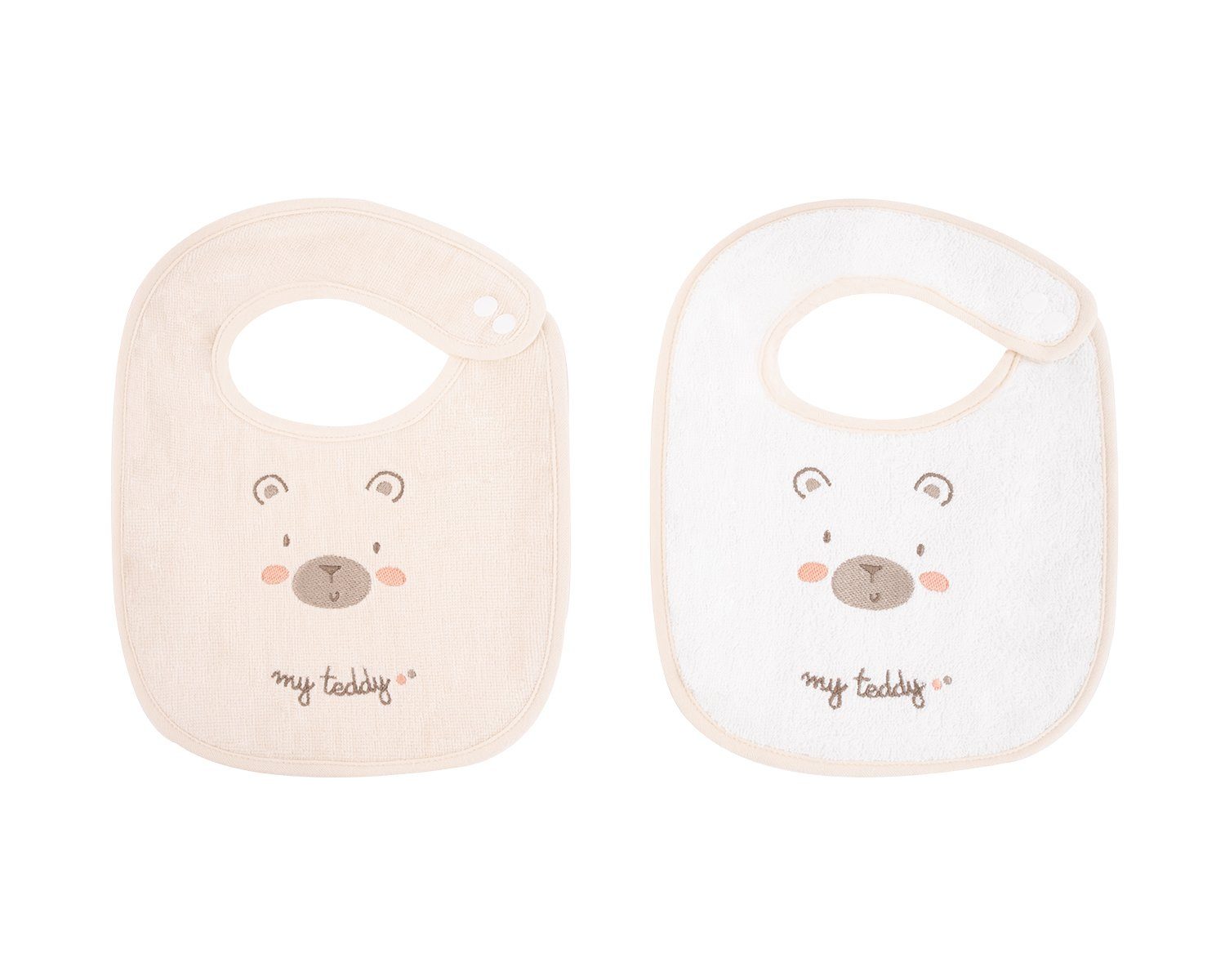 Kikkaboo Lätzchen Babylatz Frottee 2-teilig, (1-St), 2-teiliges Set, Lätzchen, Druckknopf, 100% Baumwolle beige