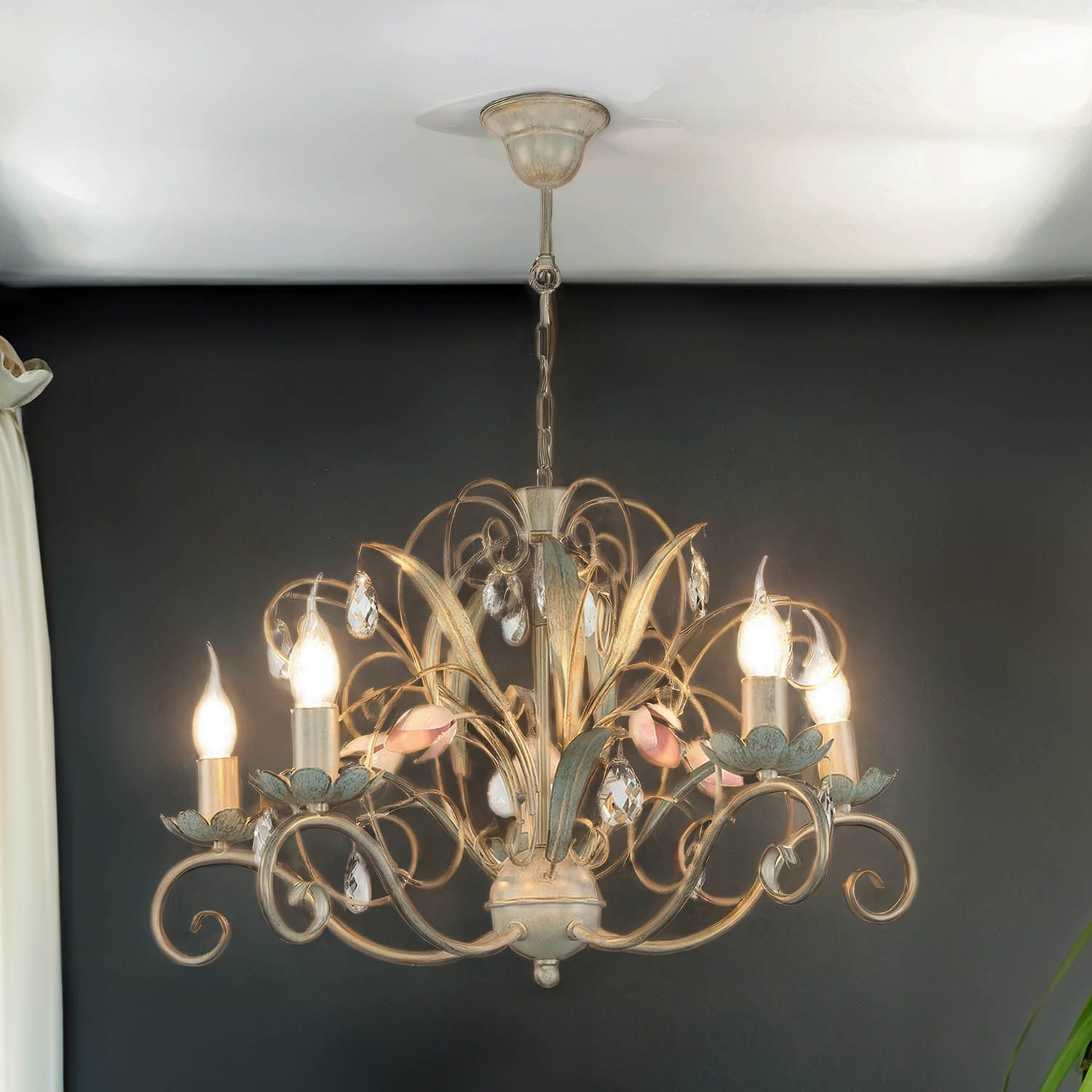 Licht-Erlebnisse Kronleuchter LUCE, ohne Leuchtmittel, Hängeleuchte Floral günstig online kaufen