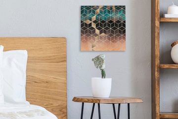 OneMillionCanvasses® Leinwandbild Abstrakt - Würfel - Gold - Muster - Luxus, (1 St), Leinwand Bilder für Wohnzimmer Schlafzimmer