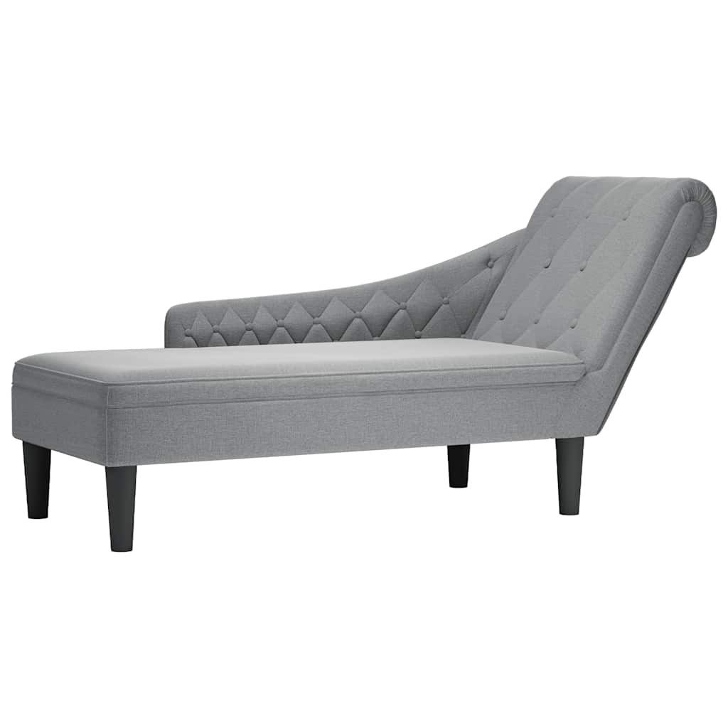 Chaiselongue Chaiselongue mit Kissen und Rechter Armlehne Hellgrau Stoff