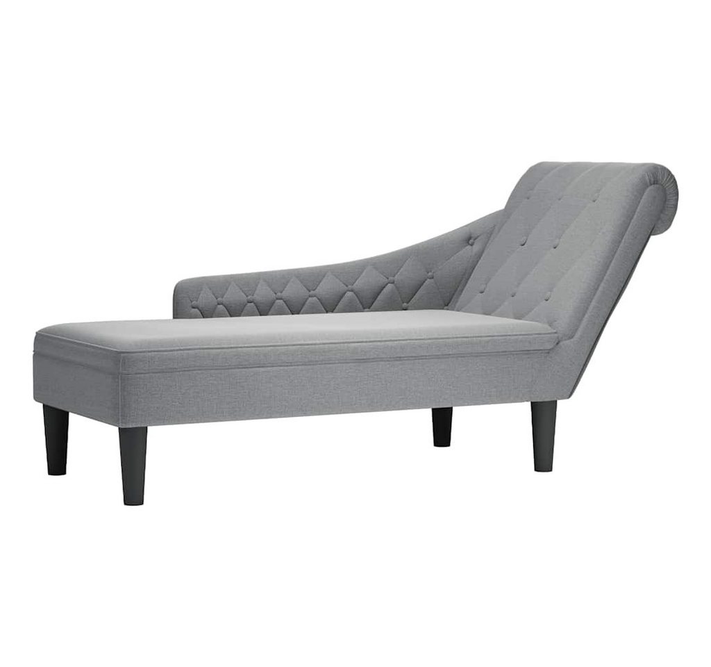 vidaXL Chaiselongue Chaiselongue mit Kissen und Rechter Armlehne Hellgrau Stoff, 1 Teile