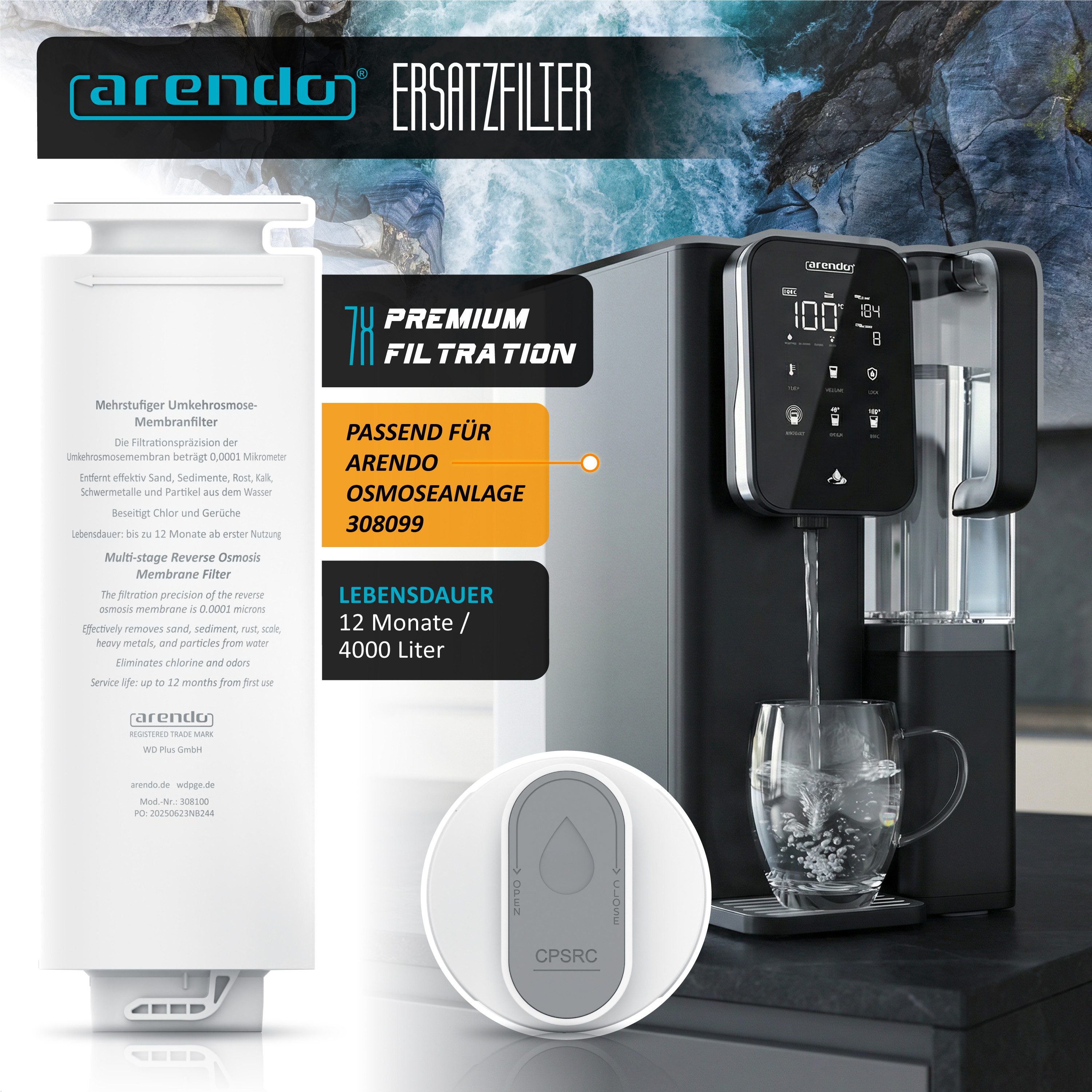 Arendo Ersatzfilter für Arendo Osmoseanlage, 7 stufiges Multi-Barrier Filter-System (5+2), Zubehör für Arendo Osmoseanlage, Wasserfilter, Austauschfilter, bis 1 – Bild 2 von 5