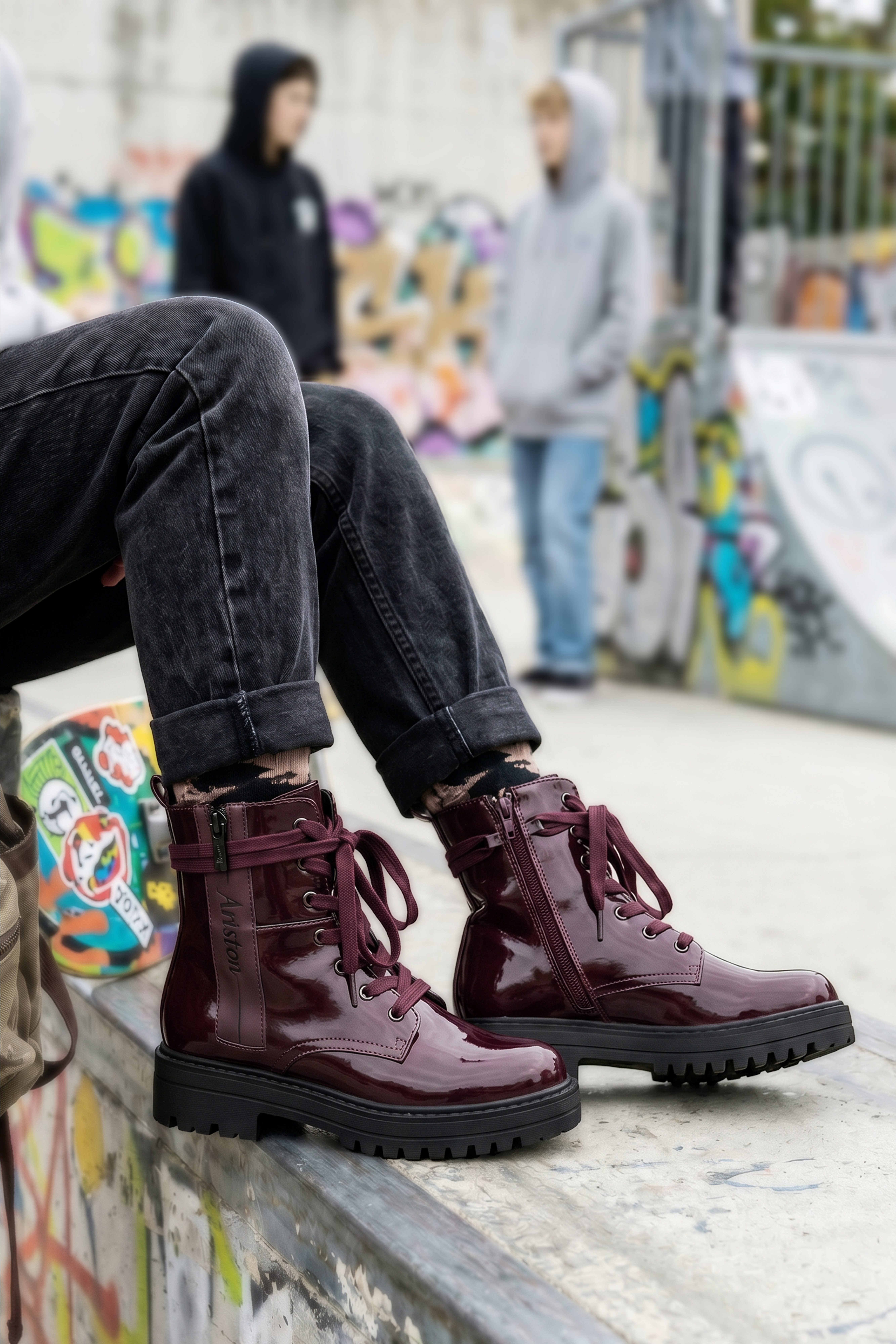 Aniston SHOES Schnürboots Ankle Boots mit Reißverschluss, in Glanz-Optik - NEUE KOLLEKTION – Bild 2 von 5