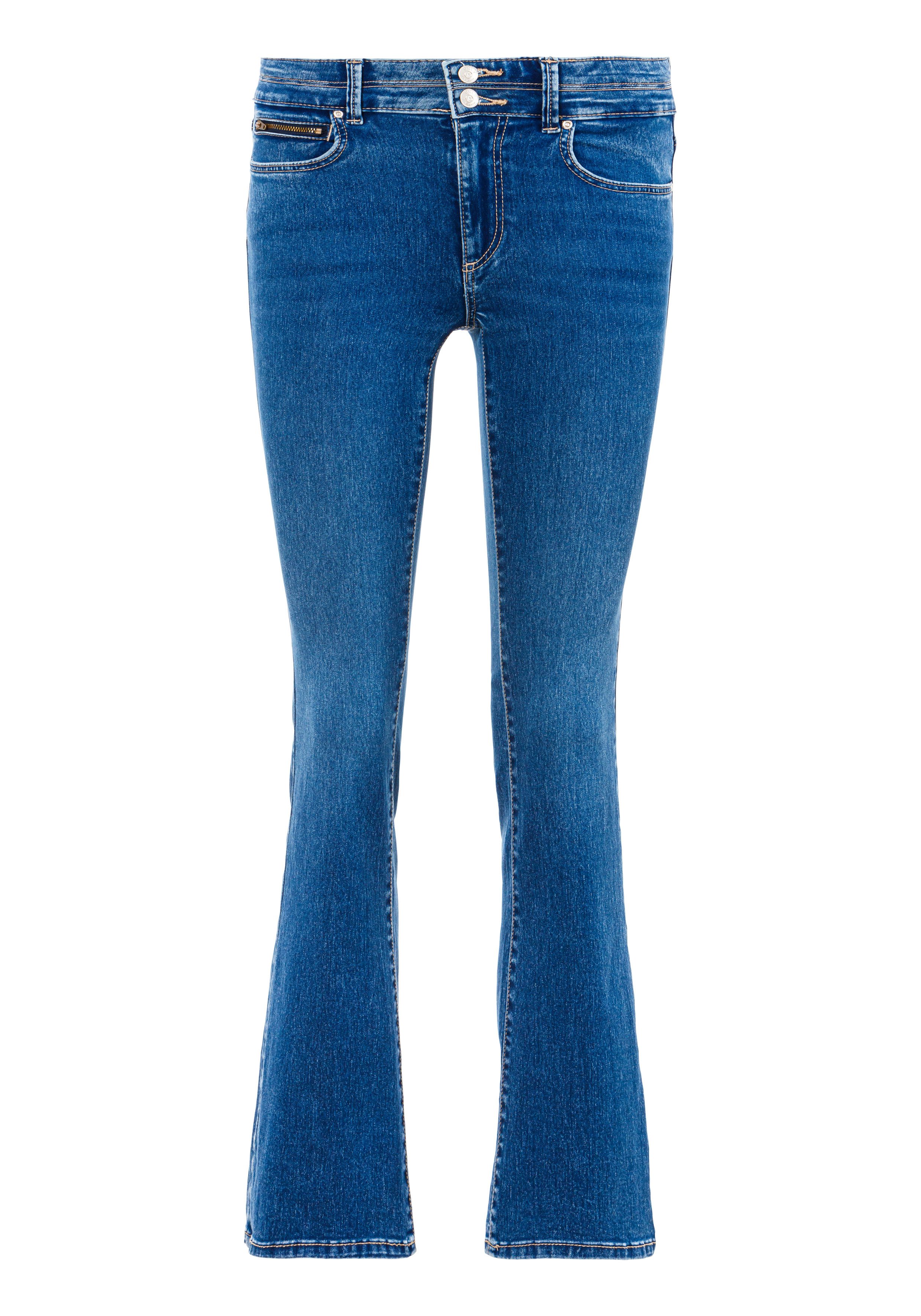 Jean Évasé Taille Haute Pour Femme - Denim Extensible Vintage, Coupe Bootcut, Confortable Avec Poches (65% Coton, 35% Polyester)
