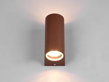 meineWunschleuchte LED Außen-Wandleuchte, LED wechselbar, warmweiß, up down Light, 15cm, Fassadenbeleuchtung für Hauswand, Rost-optik