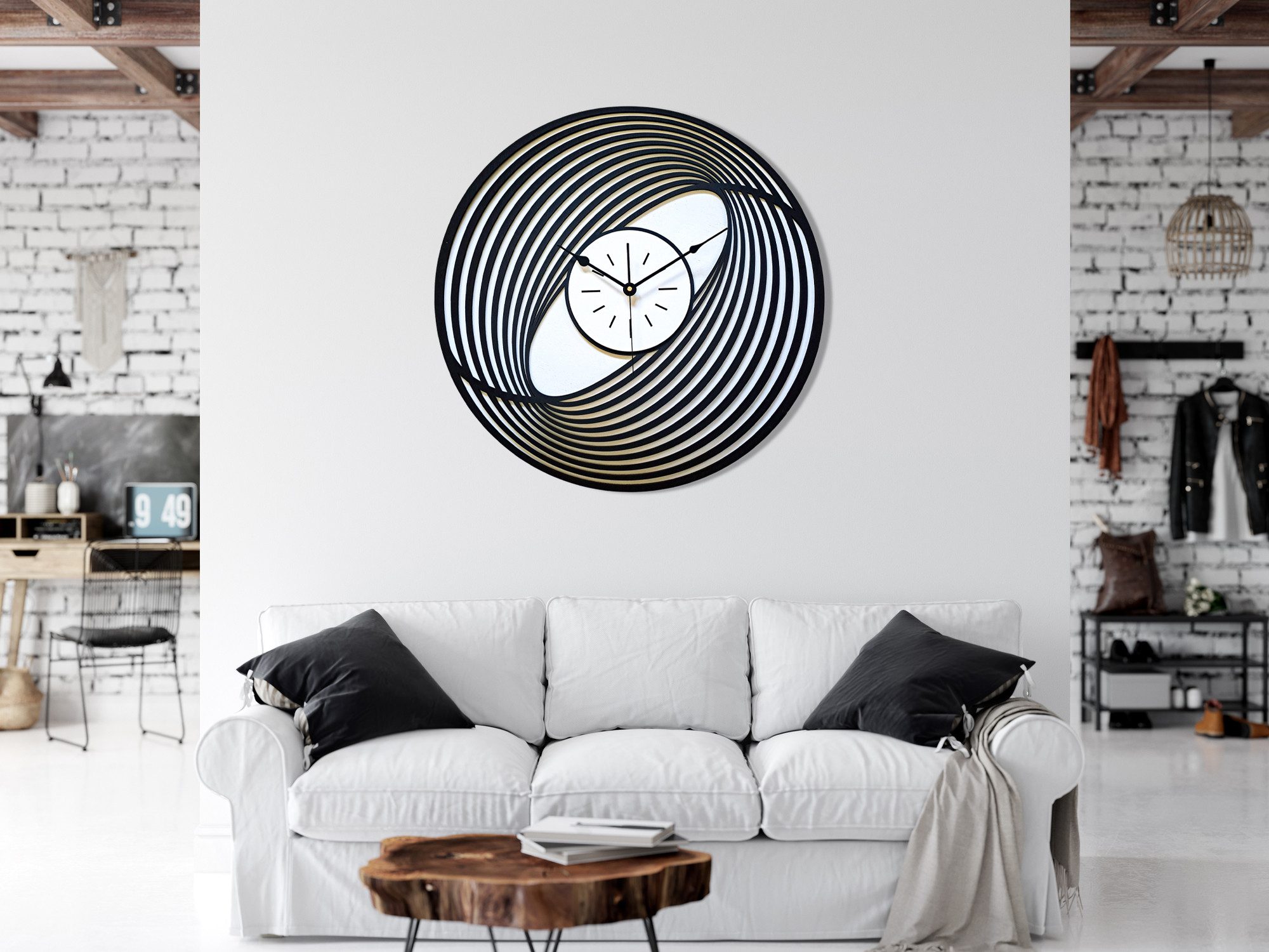 ORNAMENTI Wanduhr Grosse, moderne, geometrisch, holz, hingucker Wanduhr, we günstig online kaufen