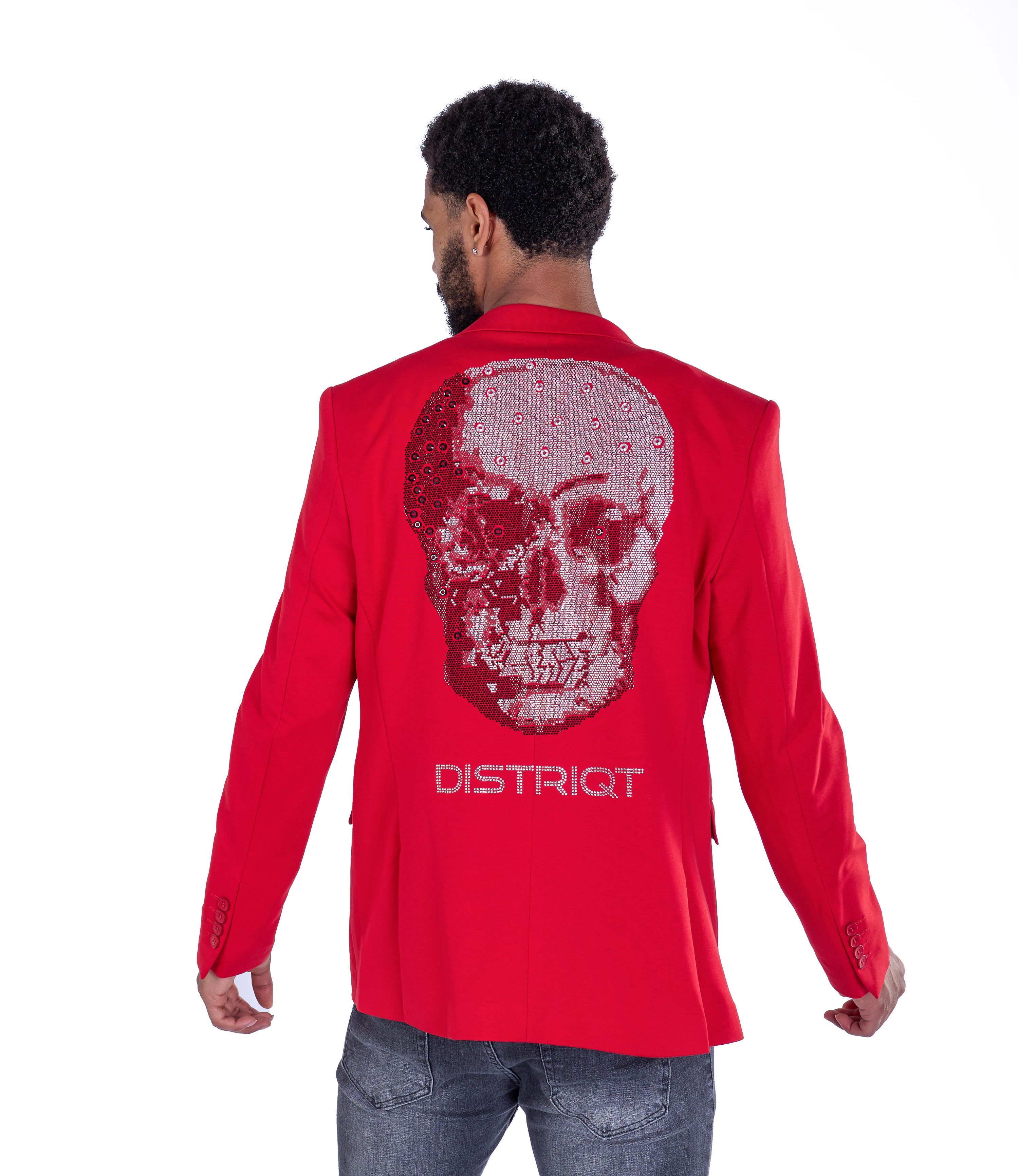 Denim Distriqt Sakko Designer Slim Fit Totenkopf Herren Sakko Rot 54 günstig online kaufen