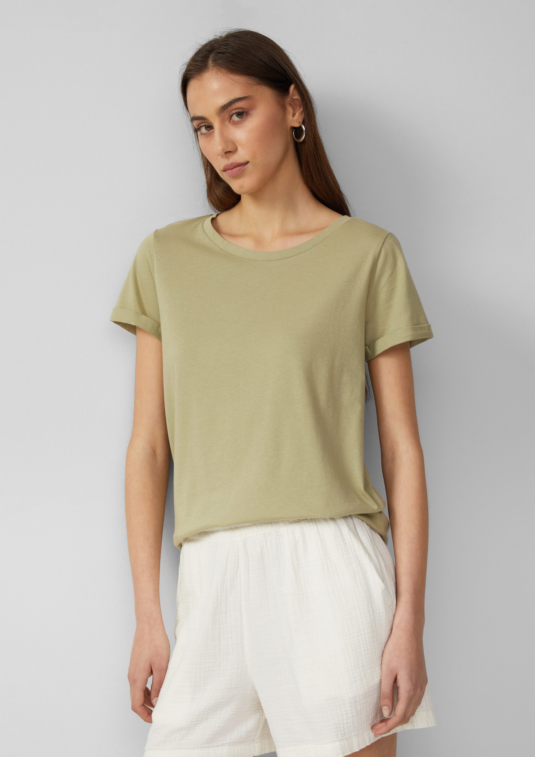 QS Kurzarmshirt T-Shirt Jerseyshirt mit Crew günstig online kaufen