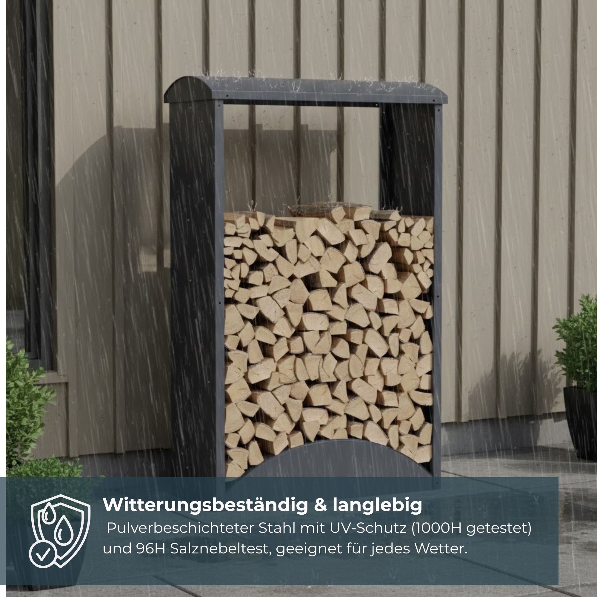 osoltus Gerätehaus osoltus Brennholzregal Kaminholzregal Metall Anthrazit H. 160 cm B.