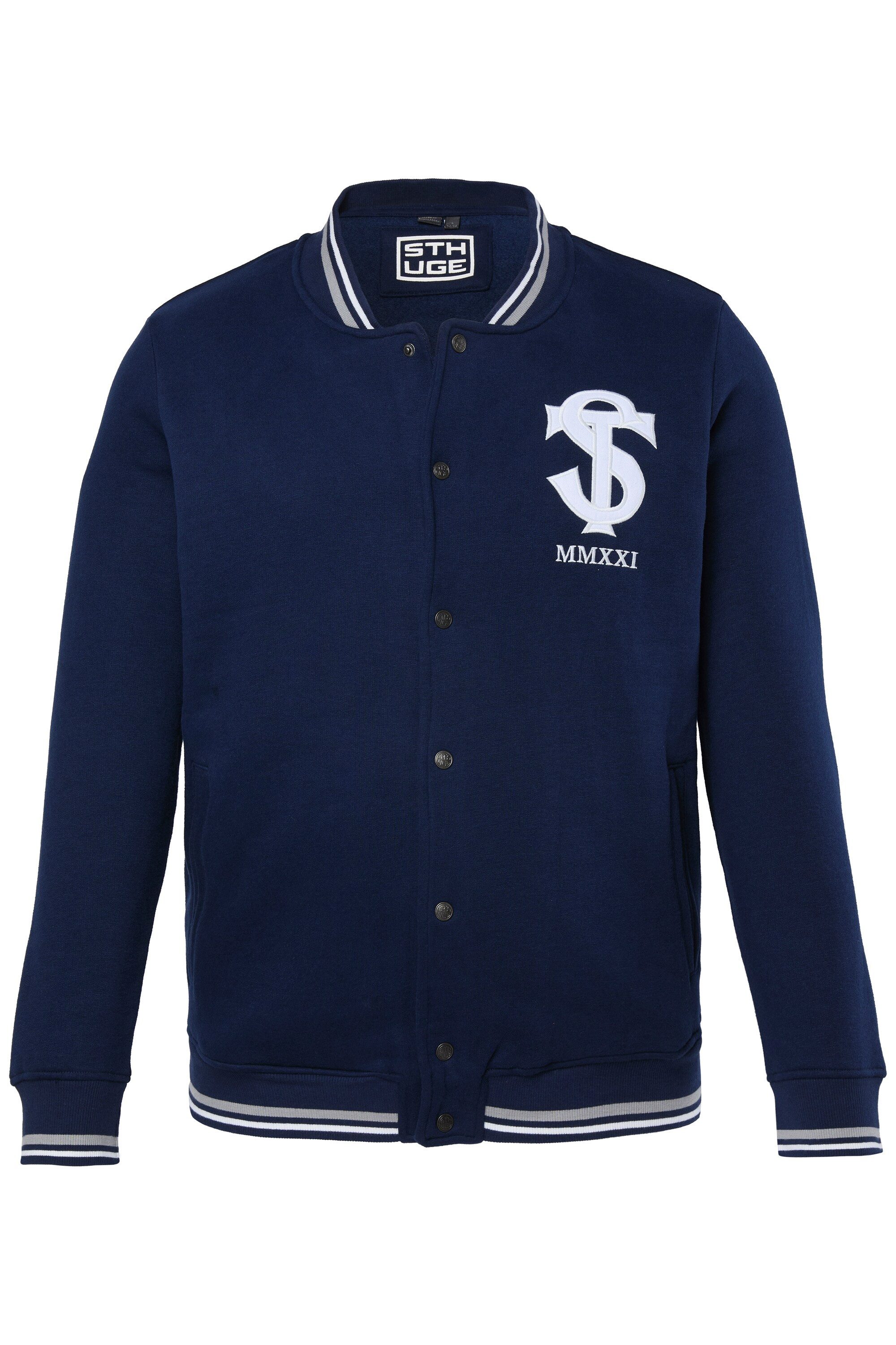 STHUGE Fleecejacke Collegejacke Sweat Knopfleiste Stickereien – Bild 2 von 4