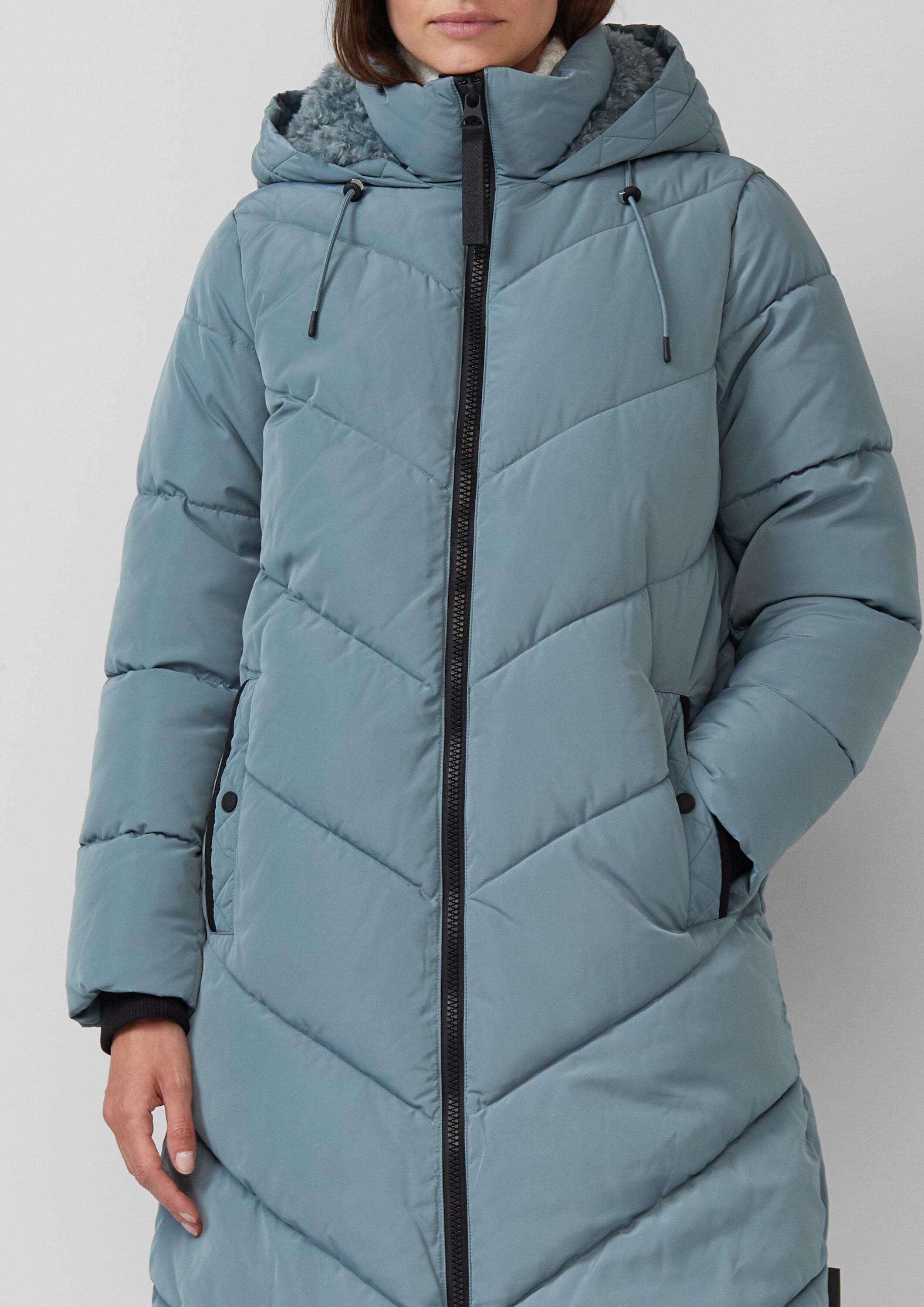 s.Oliver Wintermantel Outdoor-Mantel Steppmantel mit Teddyplüsch-Kapuze