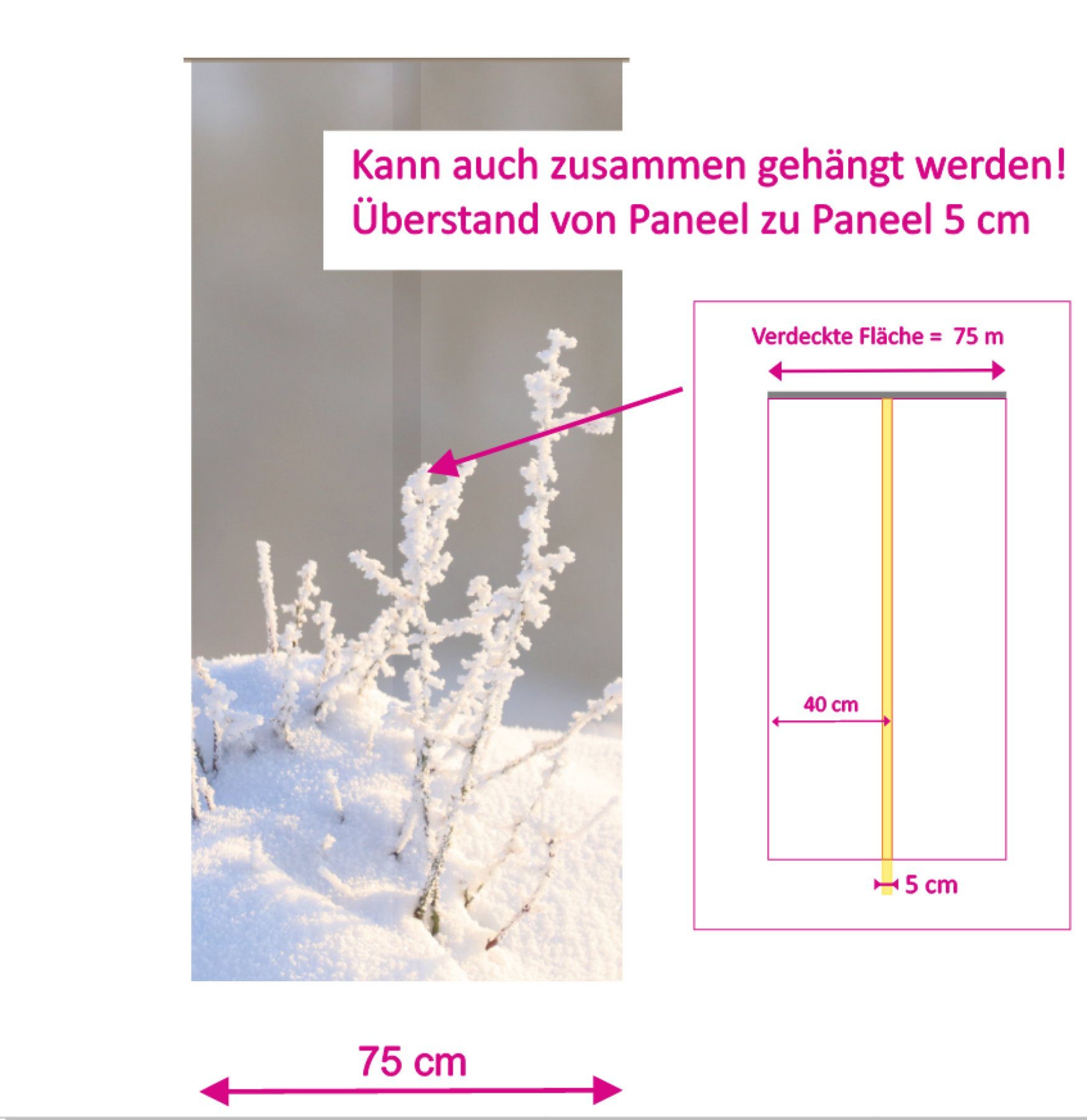 Schiebegardine Wintergras Flächenvorhang 2er Set 40 breit cm gardinen-for-life 160 lang, cm 