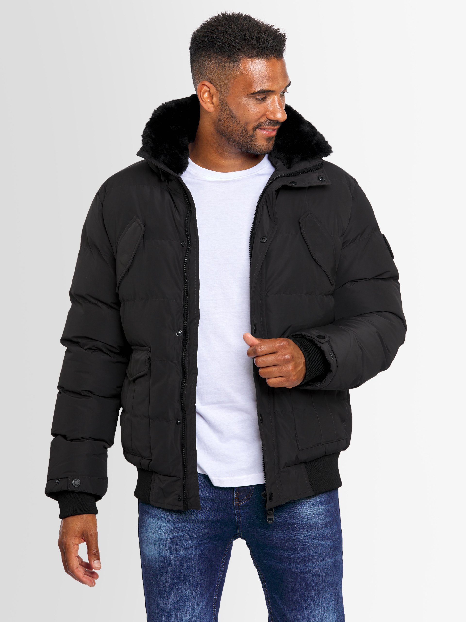 Alessandro Salvarini Winterjacke ASLeonio mit warmem Teddyfell und abnehmbarer Kapuze