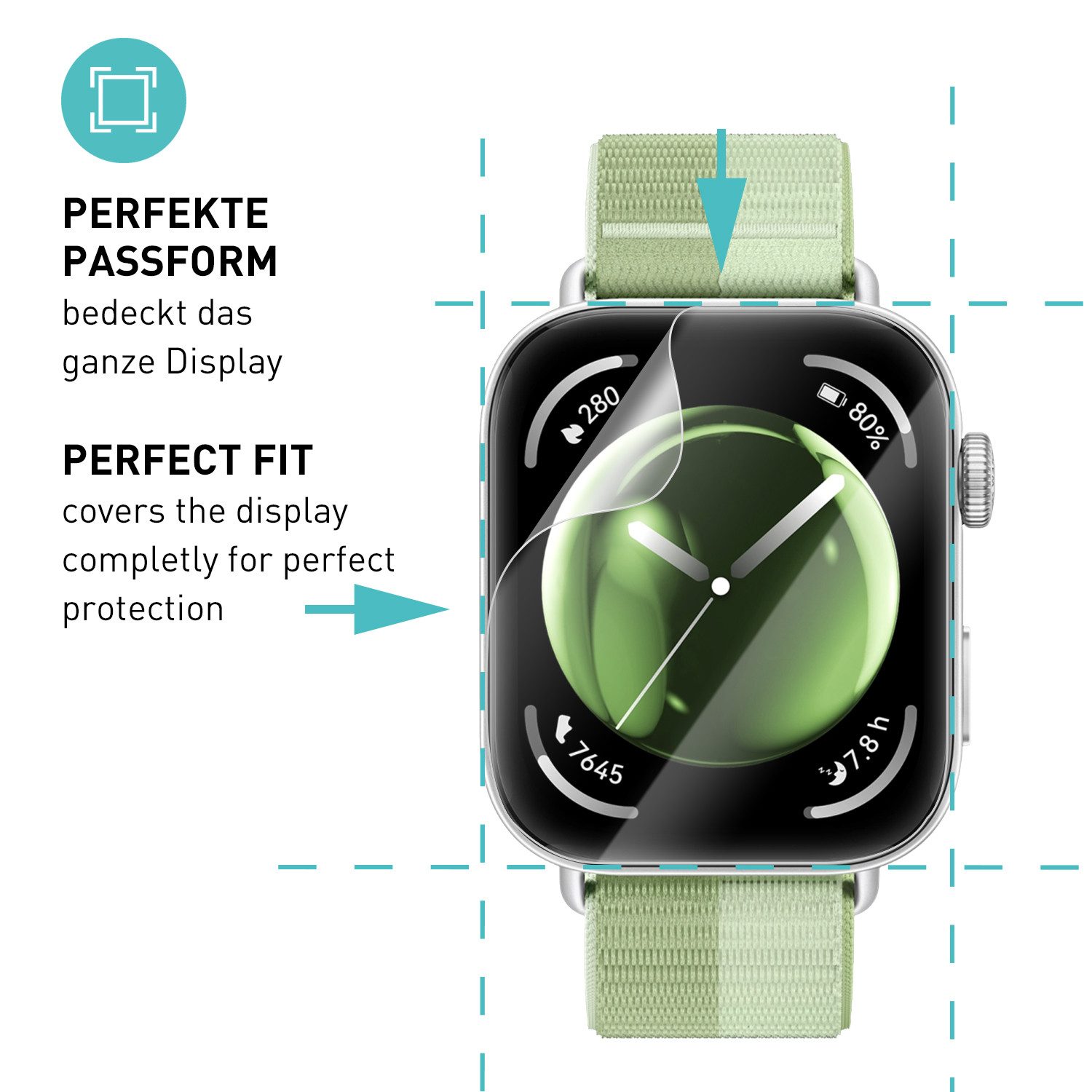 smartect Displayschutzfolie TPU Schutzfolie Klar für Huawei Watch Fit 3, Set, 3 Stück, Panzerfolie Bildschirm Displayfolie