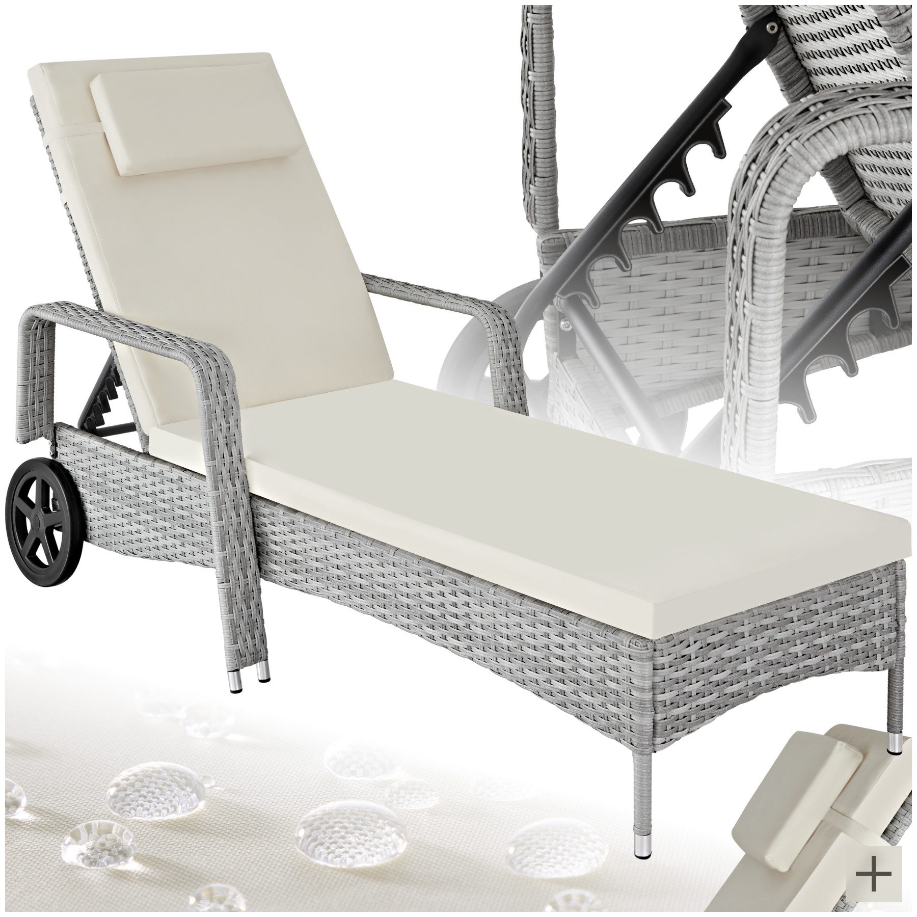 tectake Gartenliege Rattan Sonnenliege, 1 St., günstig online kaufen