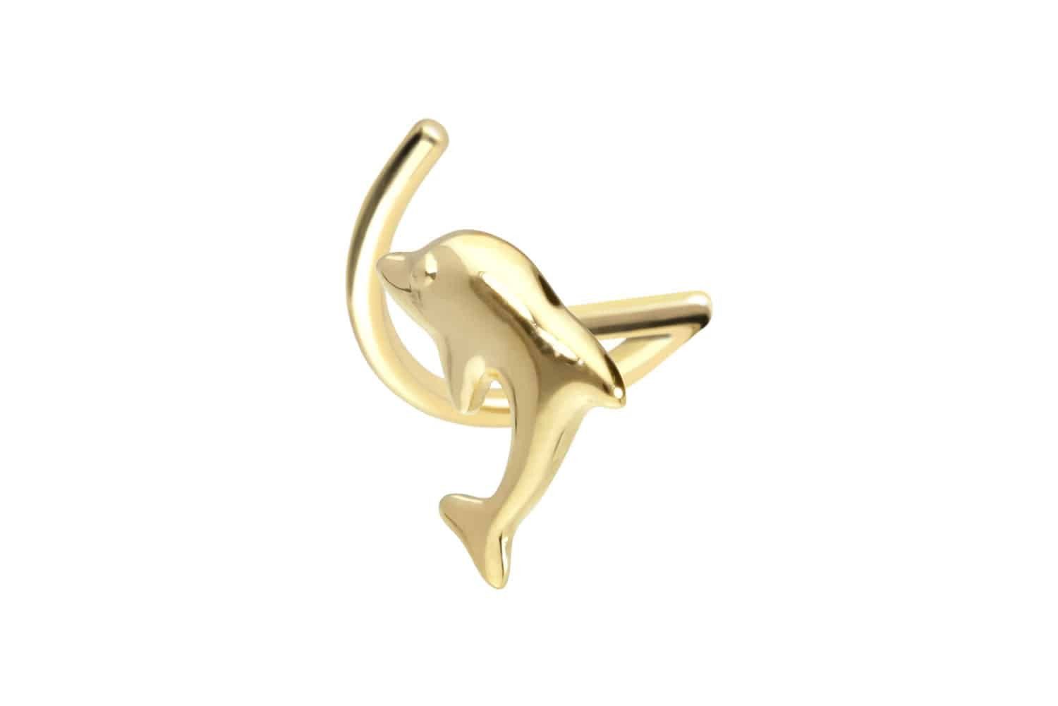 Nasenpiercing 14/18 Karat Gold Nasenstecker Spirale DELFIN