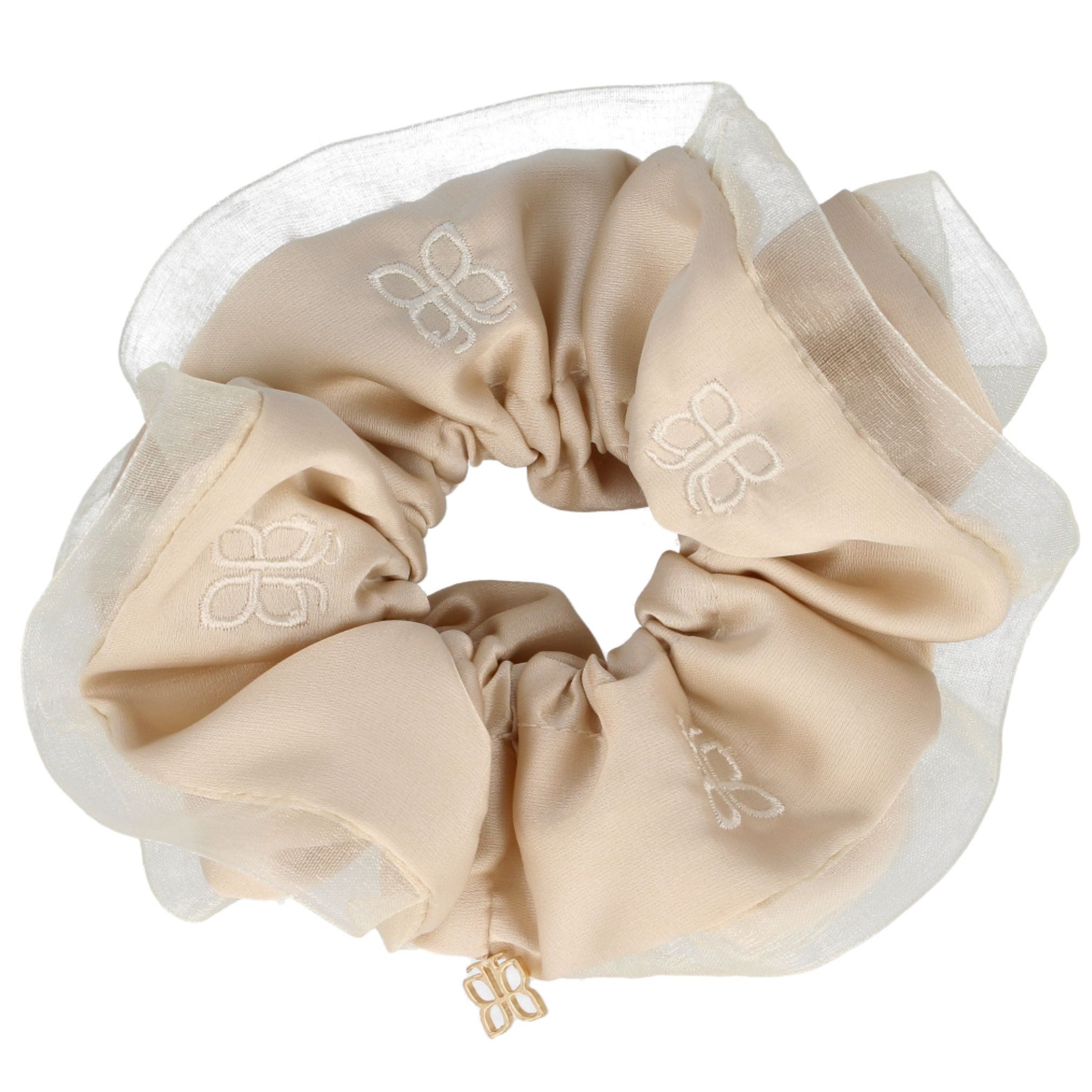 PARSA Beauty Zopfband Signature Collection Satin Scrunchie mit Schmetterling-Stickerei