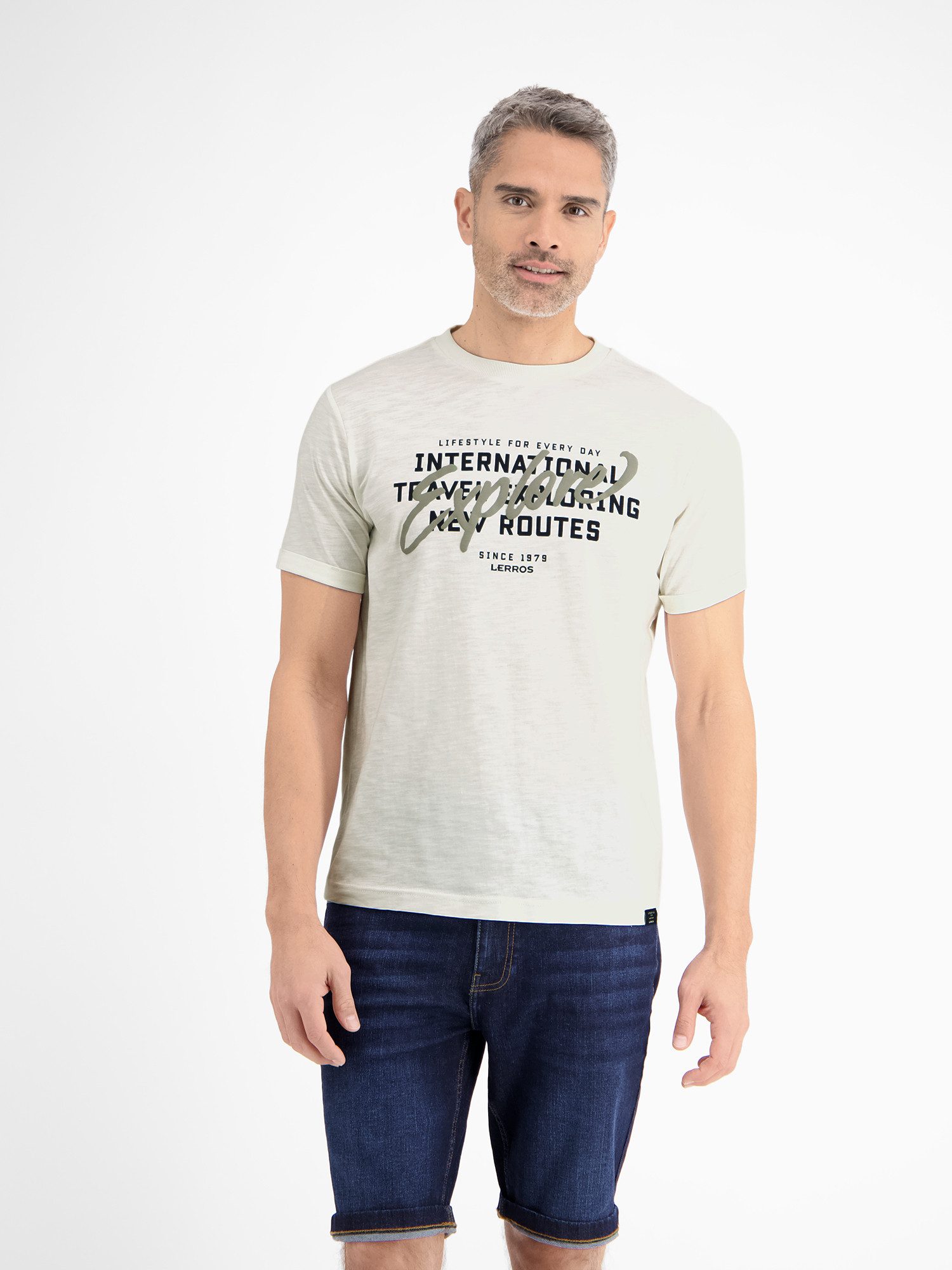 LERROS T-Shirt "LERROS Herren Jersey T-Shirt mit Brustprint" günstig online kaufen