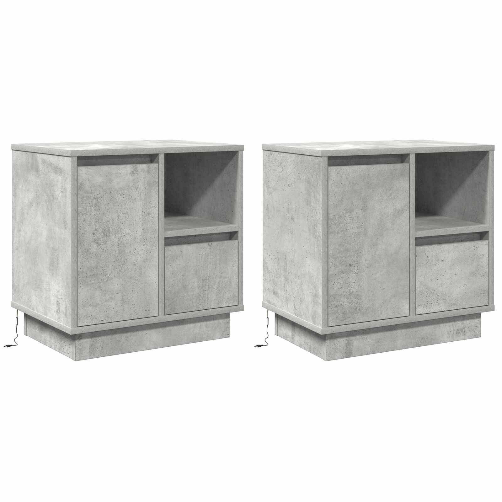 vidaXL Nachttisch Nachttisch 2 stk. Beton Grau 50 x 34,5 x 50 cm Holzwerkstoff (2-St)