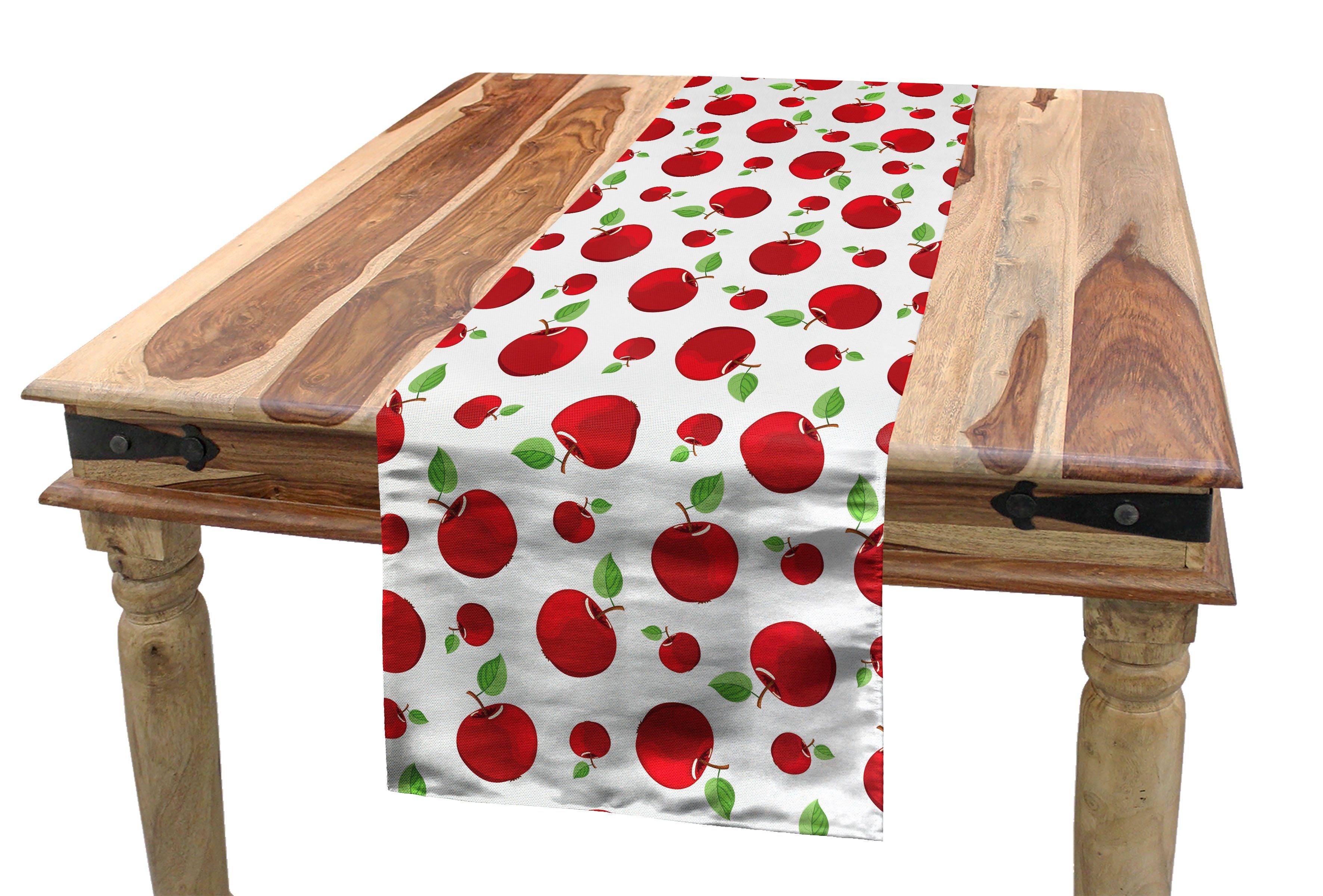 Abakuhaus Tischläufer Esszimmer Küche Rechteckiger Dekorativer Tischläufer, Apfel Vivid Cartoon-Rot-Frucht