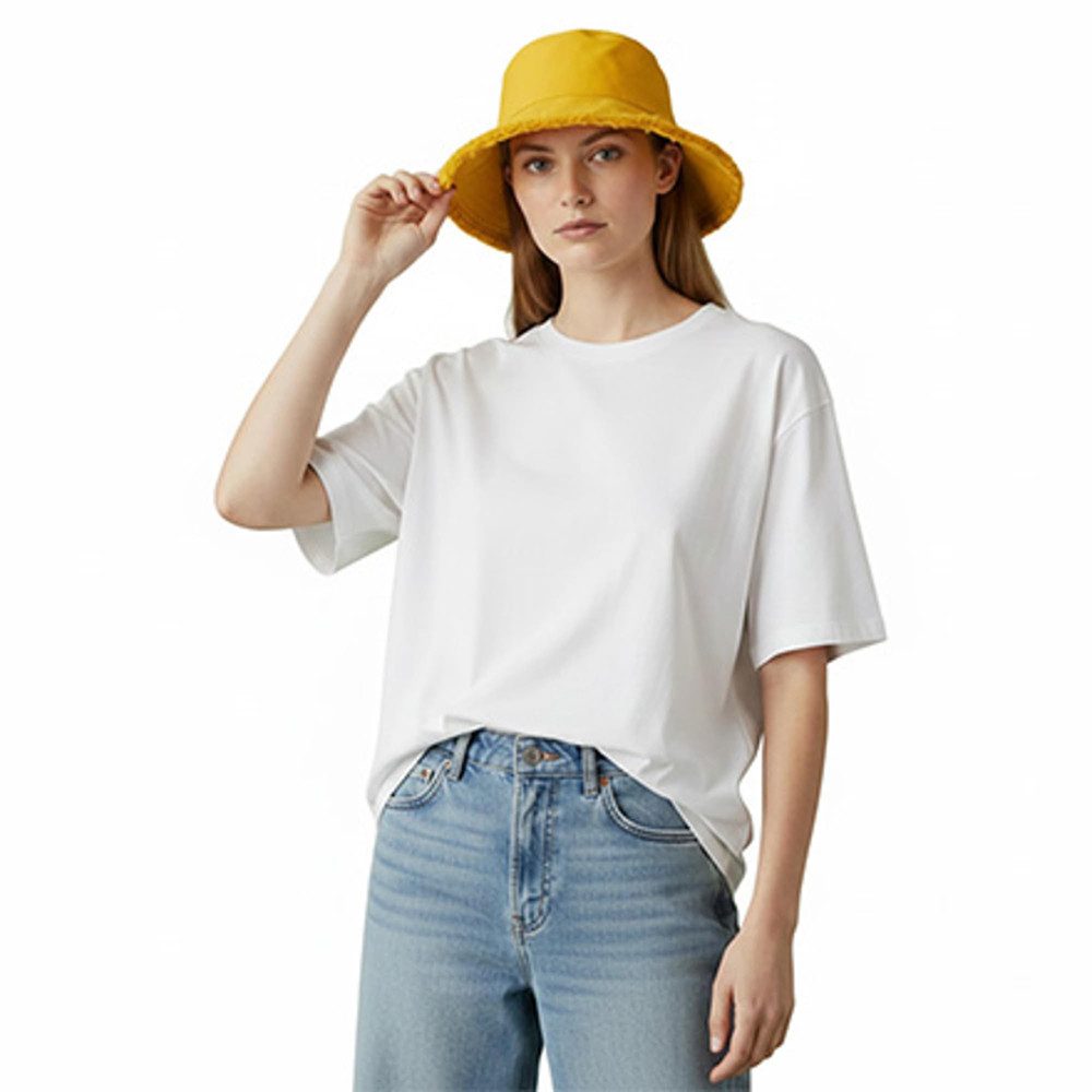 Zaewry Fischerhut Fischerhut mit Fransenrand für Damen und Herren,in Unifarbe mit rohem Saum, leicht, faltbar,für Strand, Golf, Angeln flexibel