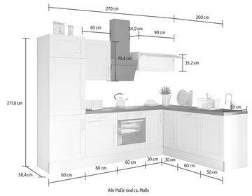 OPTIFIT Küche Ahus, 200 x 270 cm breit, wahlweise mit E-Geräten, Soft Close Funktion