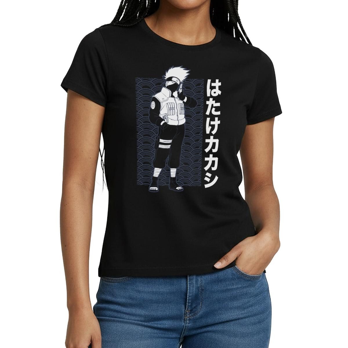 Spreadshirt T-Shirt Naruto Cooles Design Mit Kakashi Frauen T-Shirt (1-tlg) Slim Fit, fällt klein aus