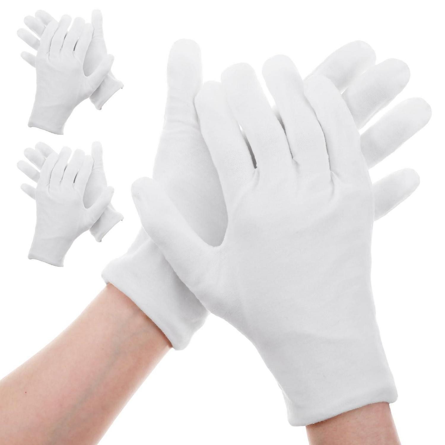 LuxusKollektion Baumwollhandschuhe Baumwollhandschuhe Weiss Weich 3 Paar (3-St)