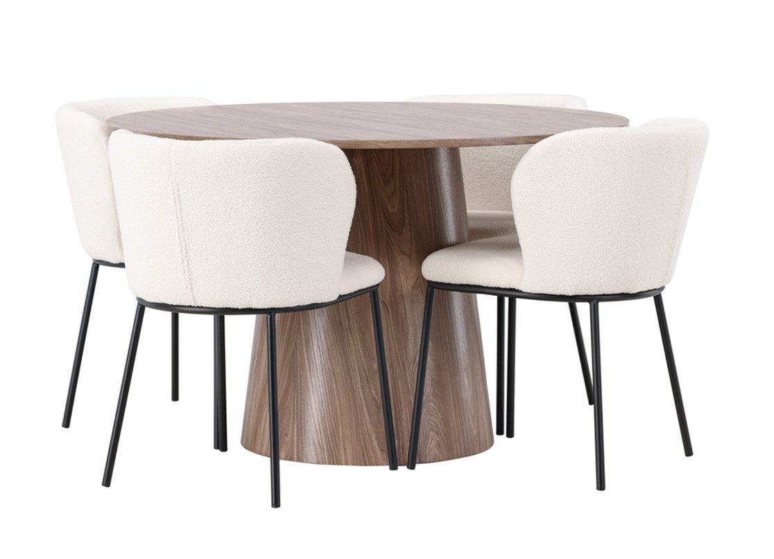 BOURGH Essgruppe EDINA Esstischgruppe Ø120cm - Esstisch mit 4 Esszimmerstühlen – Bild 2 von 5