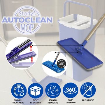 Starlyf Wischmopp Autoclean Mop Bodenwischer-Set, beutellos, selbstreinigendes Wischsystem, Doppelkammereimer, 2,7 Liter