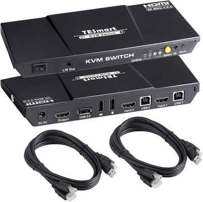 TESmart »HDMI KVM Switch 2 Port 4K@60Hz 4:4:4 Ultra HD 2 PC 1 Monitore mit zusätzlichem USB 2.0 Port & L/R Audio-Ausgang Steuert bis zu 2 PCs/Server/DVR enthält 2 Stck. 1,5 m KVM-Kabel-schwarz HKS0201A2U/HKS0201B2U« Computer-Adapter