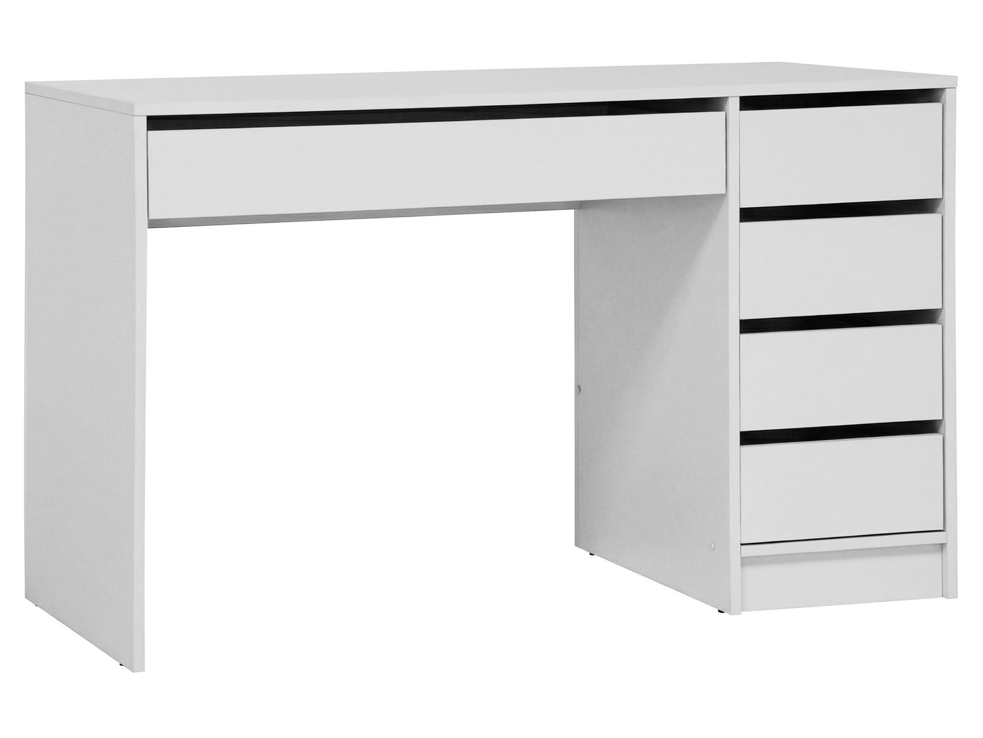 Beautysofa Schreibtisch Malta 120 cm mit Schubladen (Funktionales Design für Home Office - rechts/Links montierbar, Weiß oder Kaschmir), Wahlweise mit oder ohne Griffe