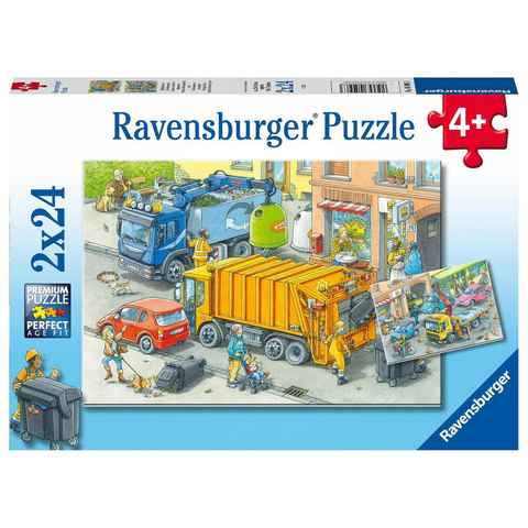 Ravensburger Puzzle Ravensburger Kinderpuzzle - 05096 Müllabfuhr und Abschleppwagen -..., 24 Puzzleteile