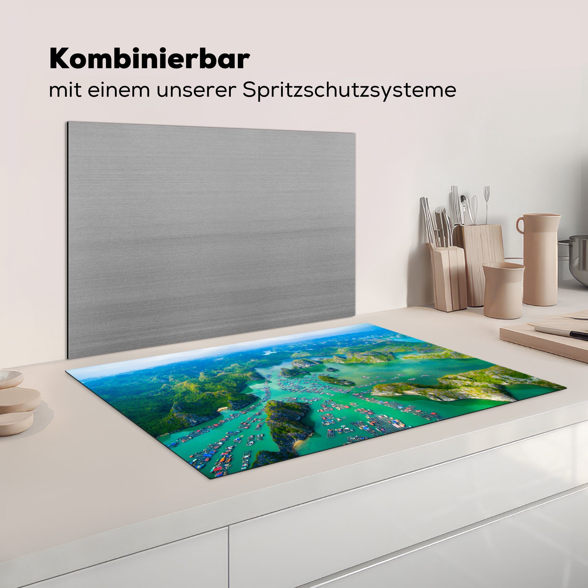 Herdblende-/Abdeckplatte küche, tlg), Ceranfeldabdeckung MuchoWow ba, Schutz Katze die (1 für cm, 81x52 Induktionskochfeld Vinyl,