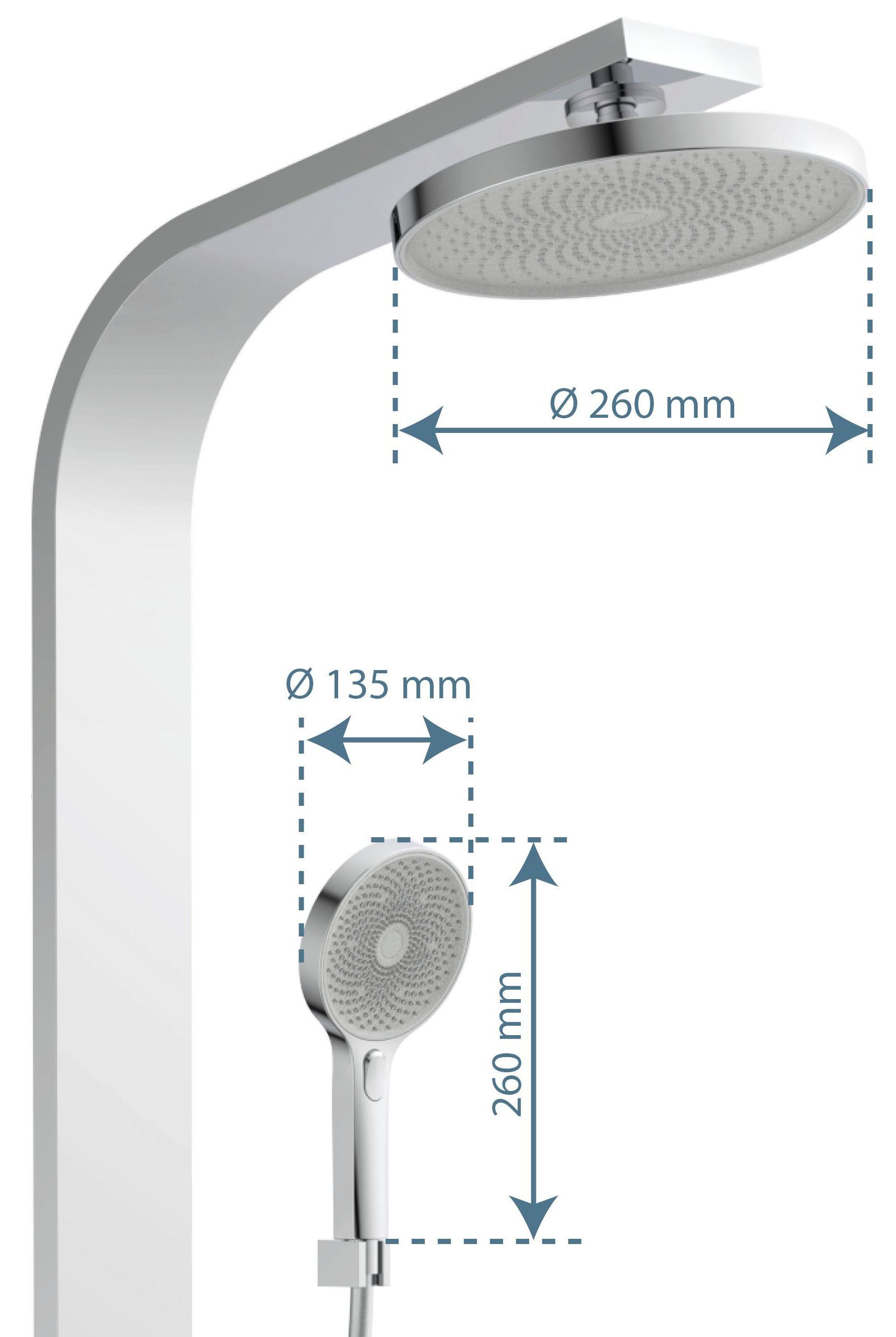 Schütte Duschsäule SAMOA RAIN, verschiedenen Glasablage, mit Regendusche erhältlich, Funktionen und in Handbrause 3 3 Strahlart(en), mit Thermostat Ausführung